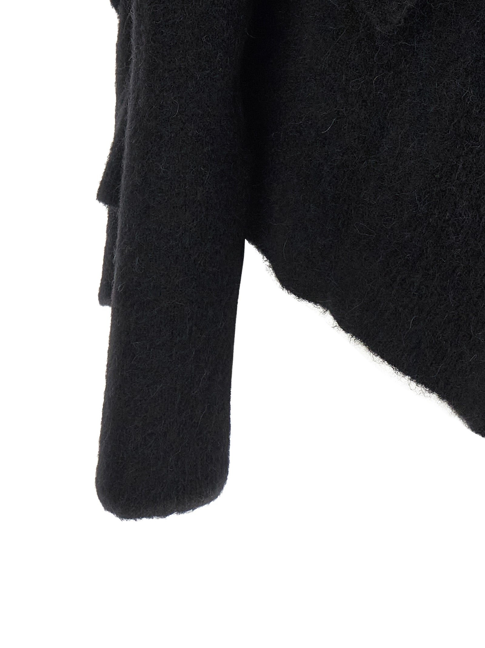 Hooded Cardigan by Rick Owens for women in nylon alpaca wool & marabou black presents a textural silhouette, artfully finished with a textural and for a sophisticated, textural look.