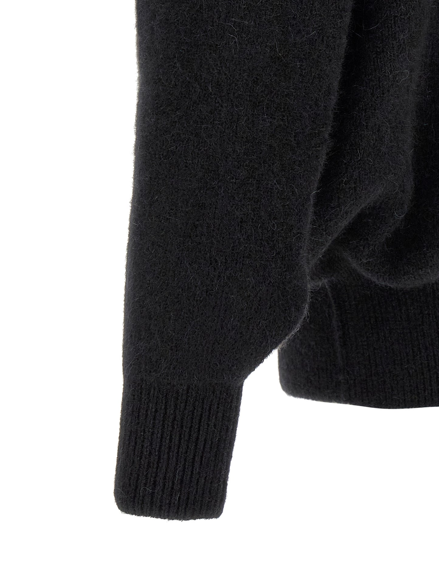 Sweatshirt Hoodie by Rick Owens for men in nylon alpaca wool & marabou black & silver features an luminous silhouette, showcasing a sophisticated and for a truly luminous look.