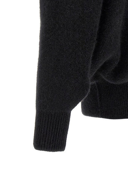 Sweatshirt Hoodie by Rick Owens for men in nylon alpaca wool & marabou black & silver features an luminous silhouette, showcasing a sophisticated and for a truly luminous look.