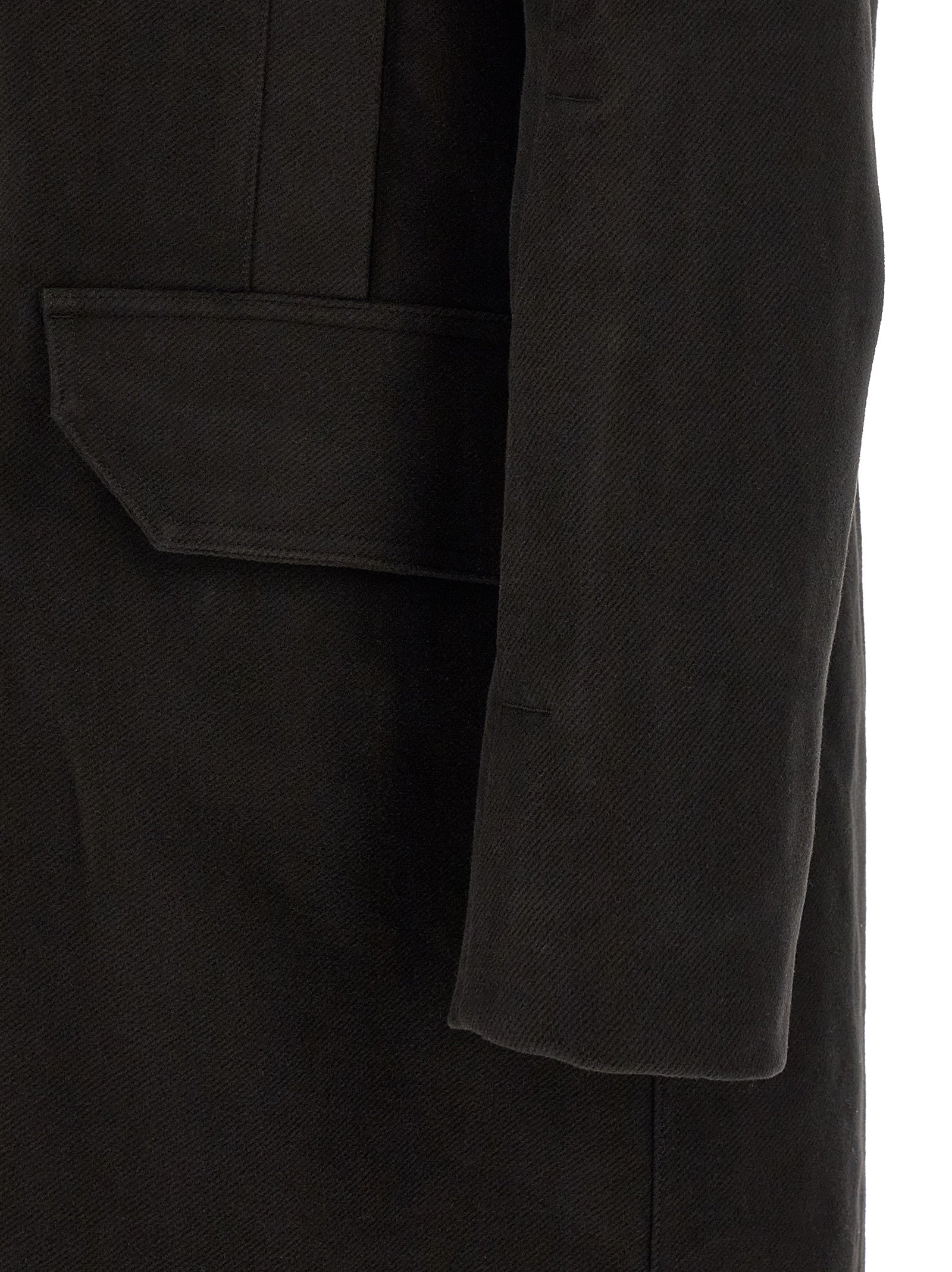 Hooded Parka by Rick Owens for men in cotton black presents a decadent silhouette, showcasing the decadent and functional pockets & hooded for a premium, weather-ready look.