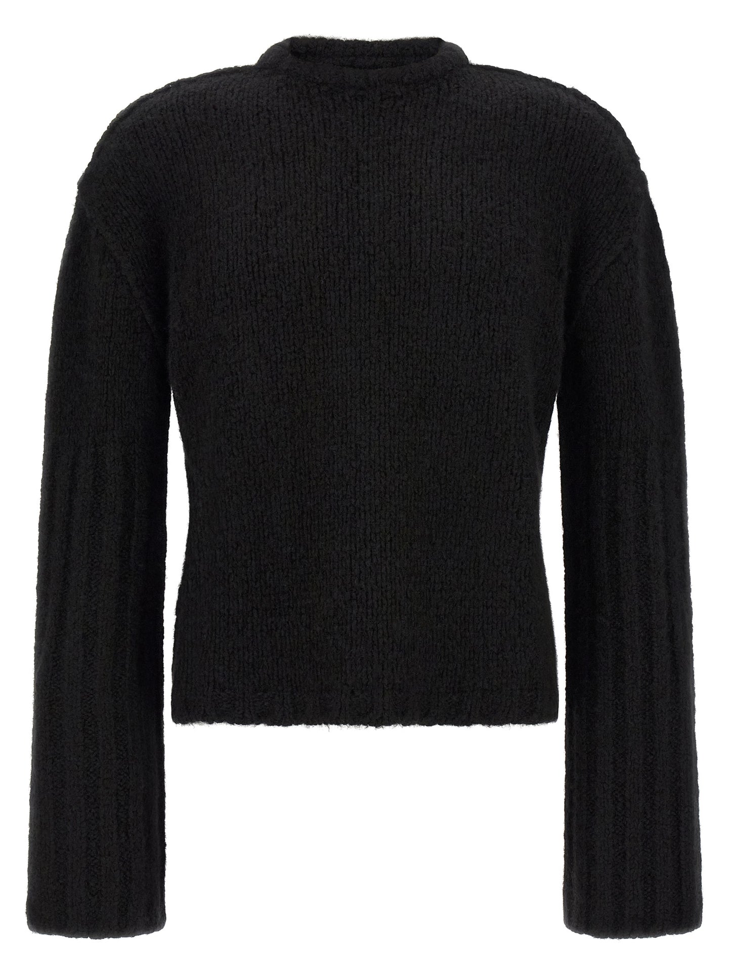 Cardigan by Rick Owens for men in cashmere silk black features an impeccable silhouette, showcasing a sophisticated crew neckline and detail for a truly impeccable finish.