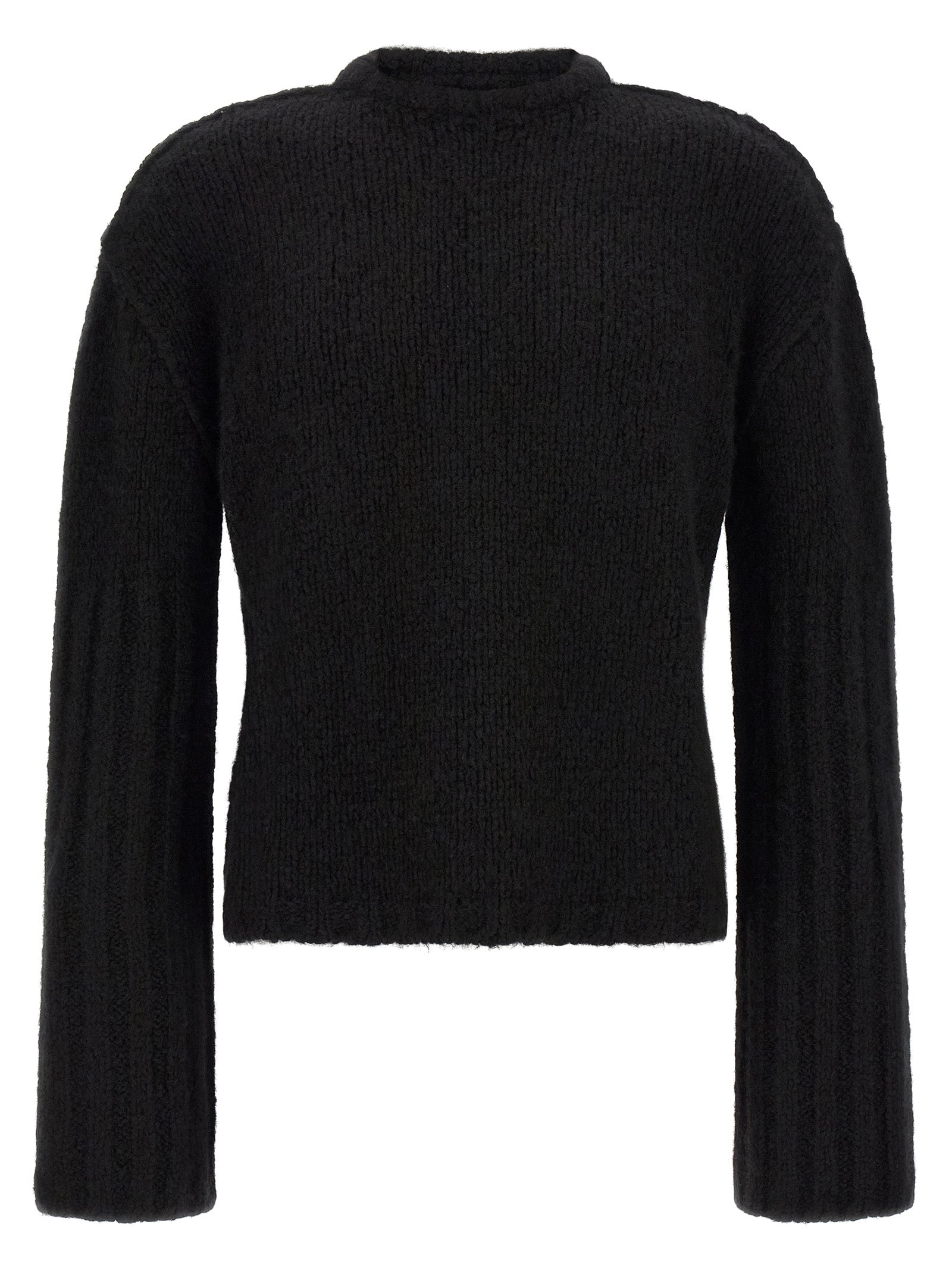 Cardigan by Rick Owens for men in cashmere silk black features an impeccable silhouette, showcasing a sophisticated crew neckline and detail for a truly impeccable finish.