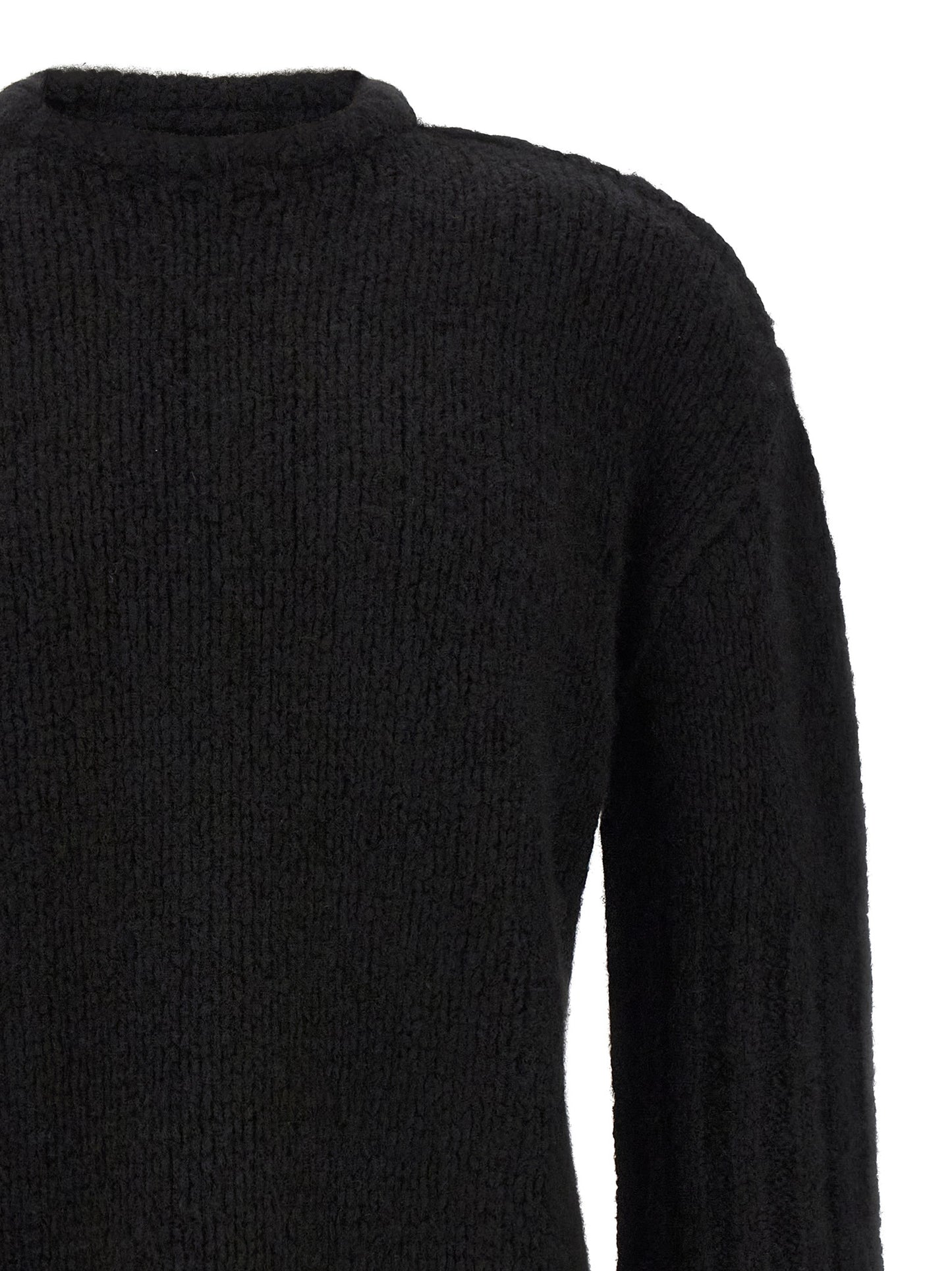 Cardigan by Rick Owens for men in cashmere silk black features a nuanced silhouette with a refined crew neckline and nuanced detailing for a sophisticated look.