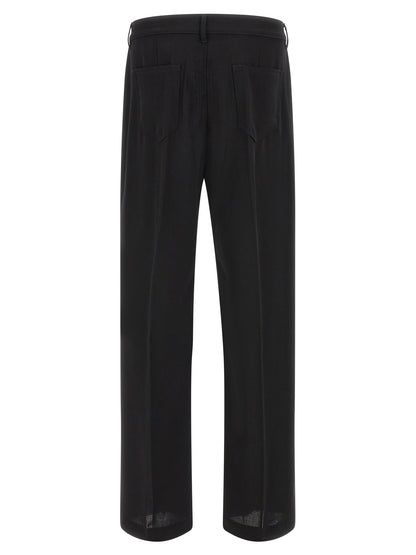 Jeans by Rick Owens for men in denim cotton black & silver presents a refined pantology silhouette, artfully defined by a refined pantology relaxed-fit & wide, long, and a sophisticated .