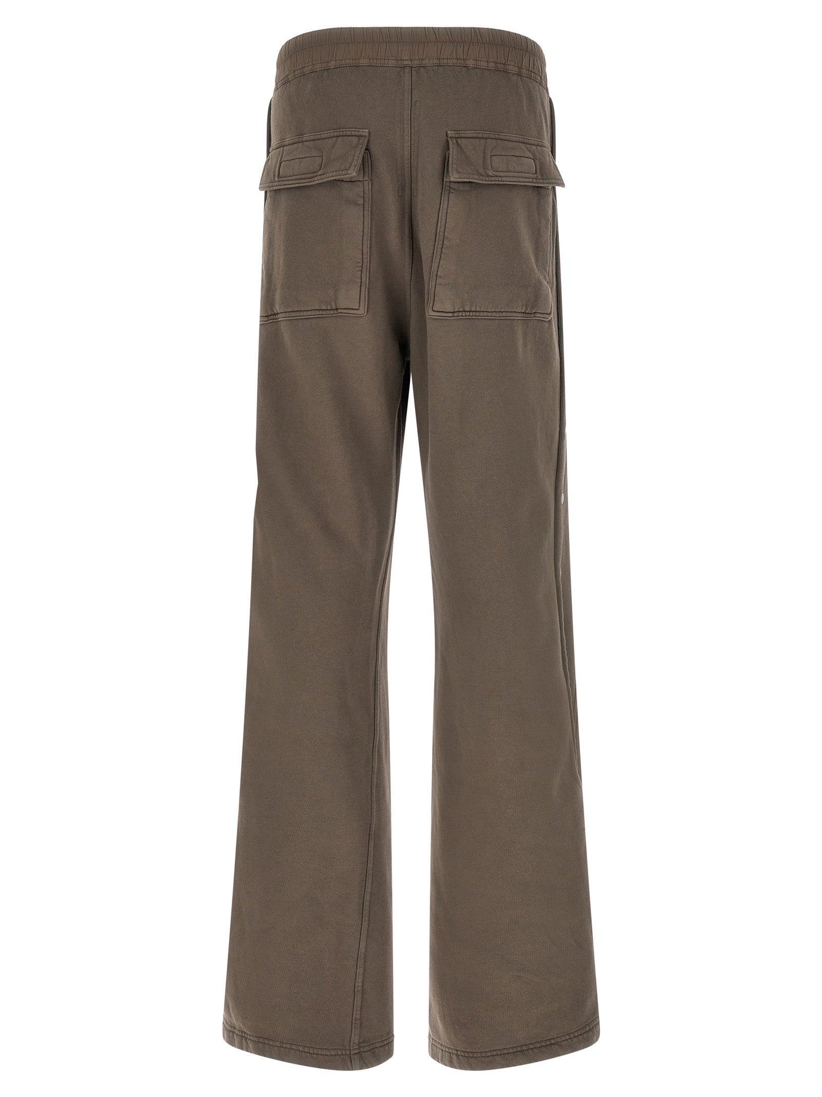 Trousers by DRKSHDW for men in cotton gray features a sculptural silhouette, showcasing a sculptural flared & wide and long with a sophisticated for a sculptural finish.