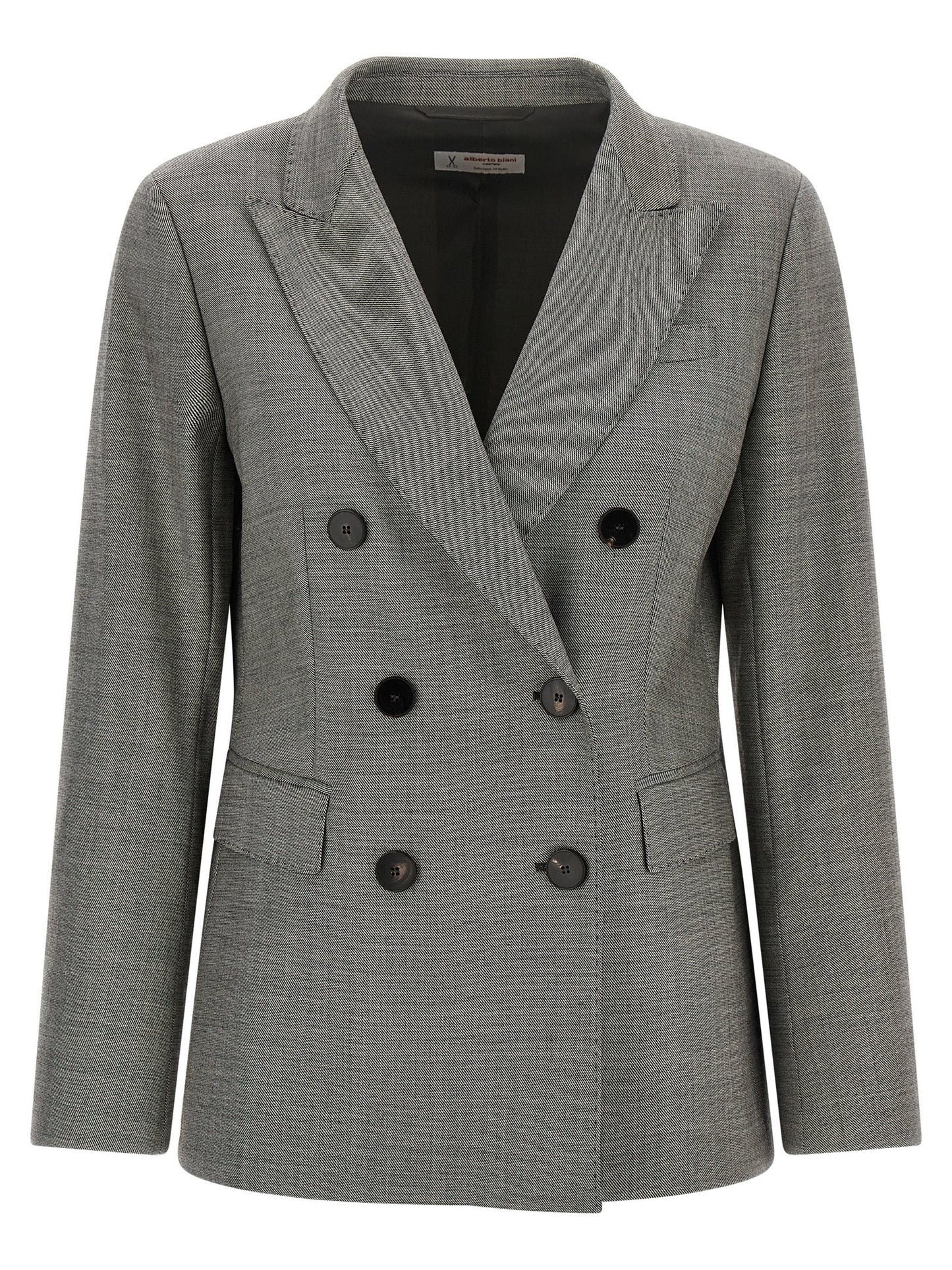 Blazer by Alberto Biani for women in virgin wool gray features an sartorial silhouette, showcasing a sophisticated split neckline and sartorial for a truly sartorial finish.