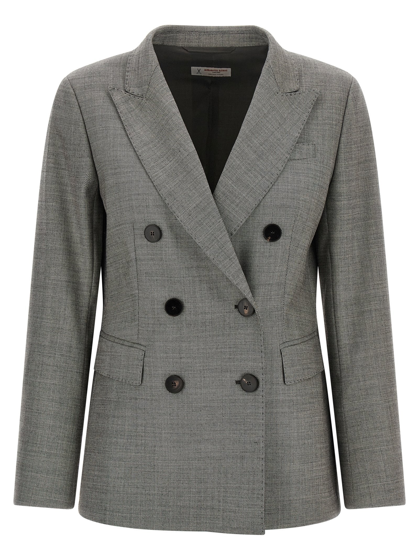 Blazer by Alberto Biani for women in virgin wool gray features an sartorial silhouette, showcasing a sophisticated split neckline and sartorial for a truly sartorial finish.