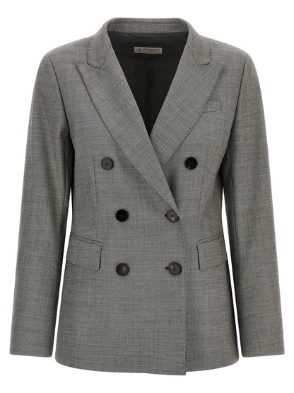 Blazer by Alberto Biani for women in virgin wool gray features an sartorial silhouette, showcasing a sophisticated split neckline and sartorial for a truly sartorial finish.