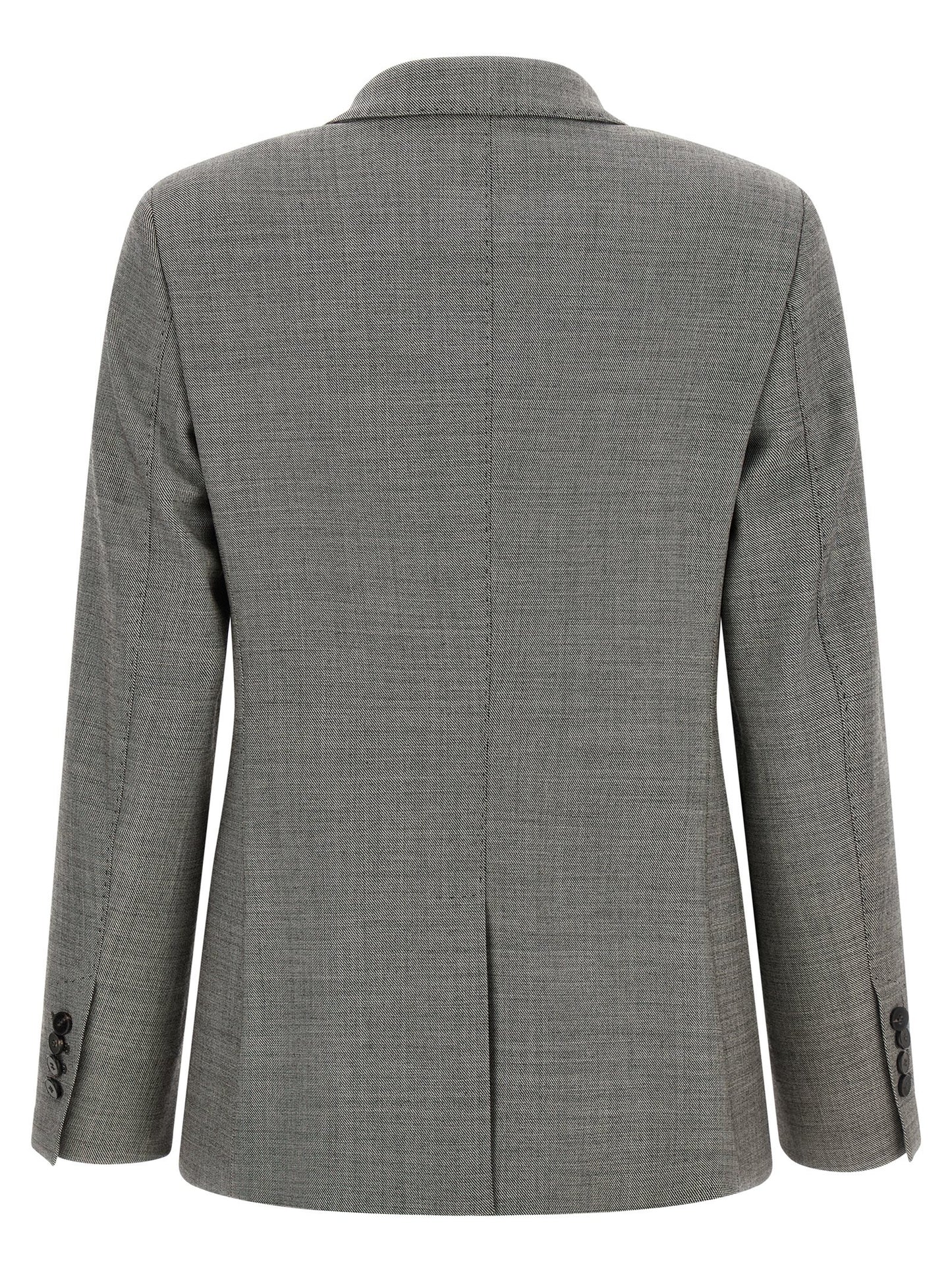 Blazer by Alberto Biani for women in virgin wool gray presents a distinguished silhouette, detailed with a distinguished split neckline and distinctive for a truly sophisticated finish.