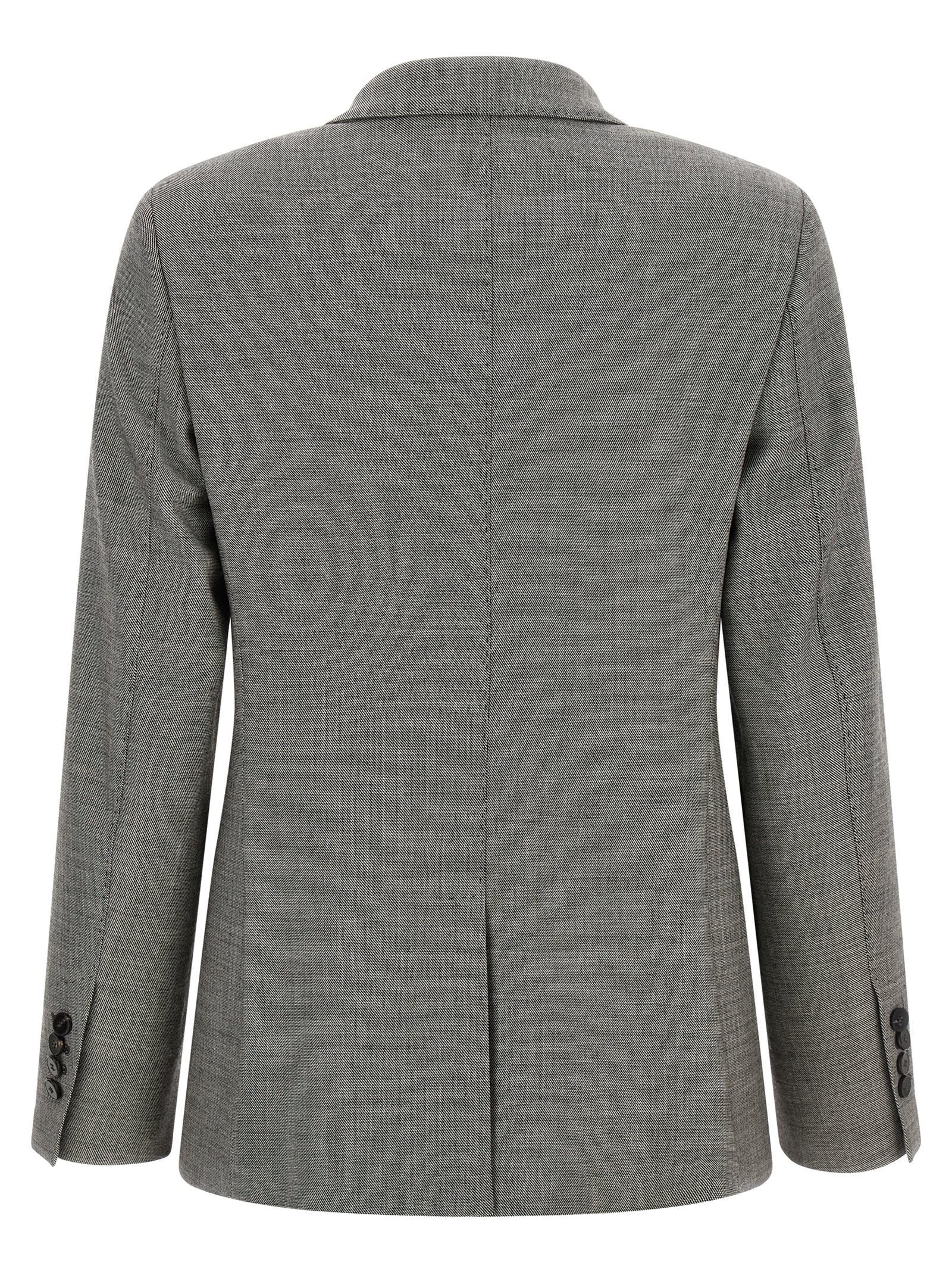 Blazer by Alberto Biani for women in virgin wool gray presents a distinguished silhouette, detailed with a distinguished split neckline and distinctive for a truly sophisticated finish.
