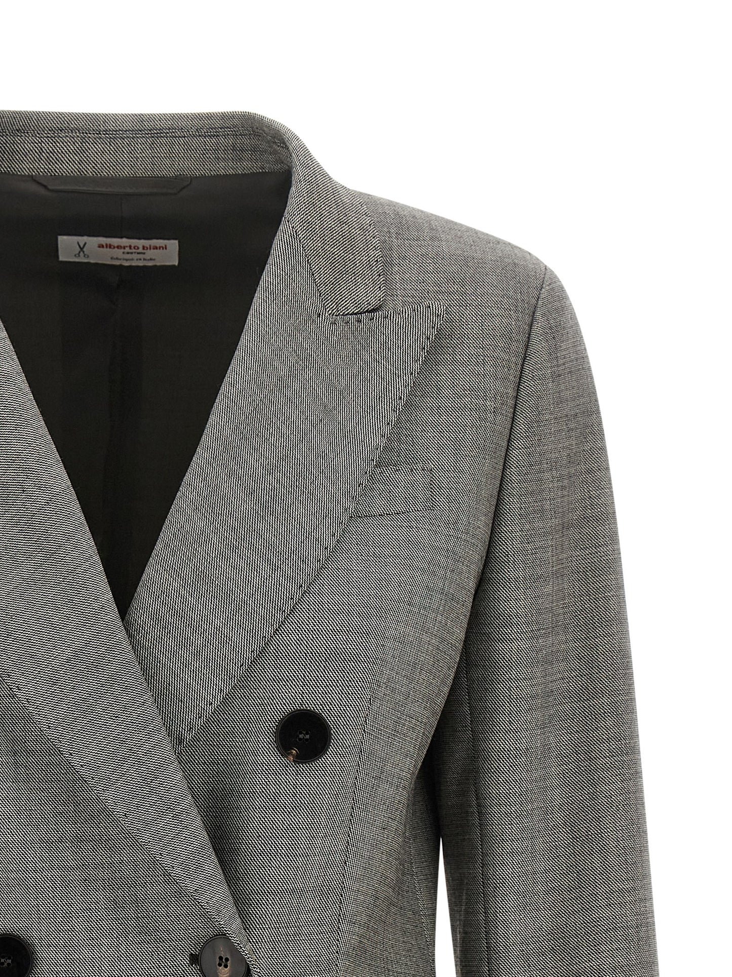 Blazer by Alberto Biani for women in virgin wool gray features an crisp silhouette with sophisticated and a crisp split neckline for a truly crisp finish.
