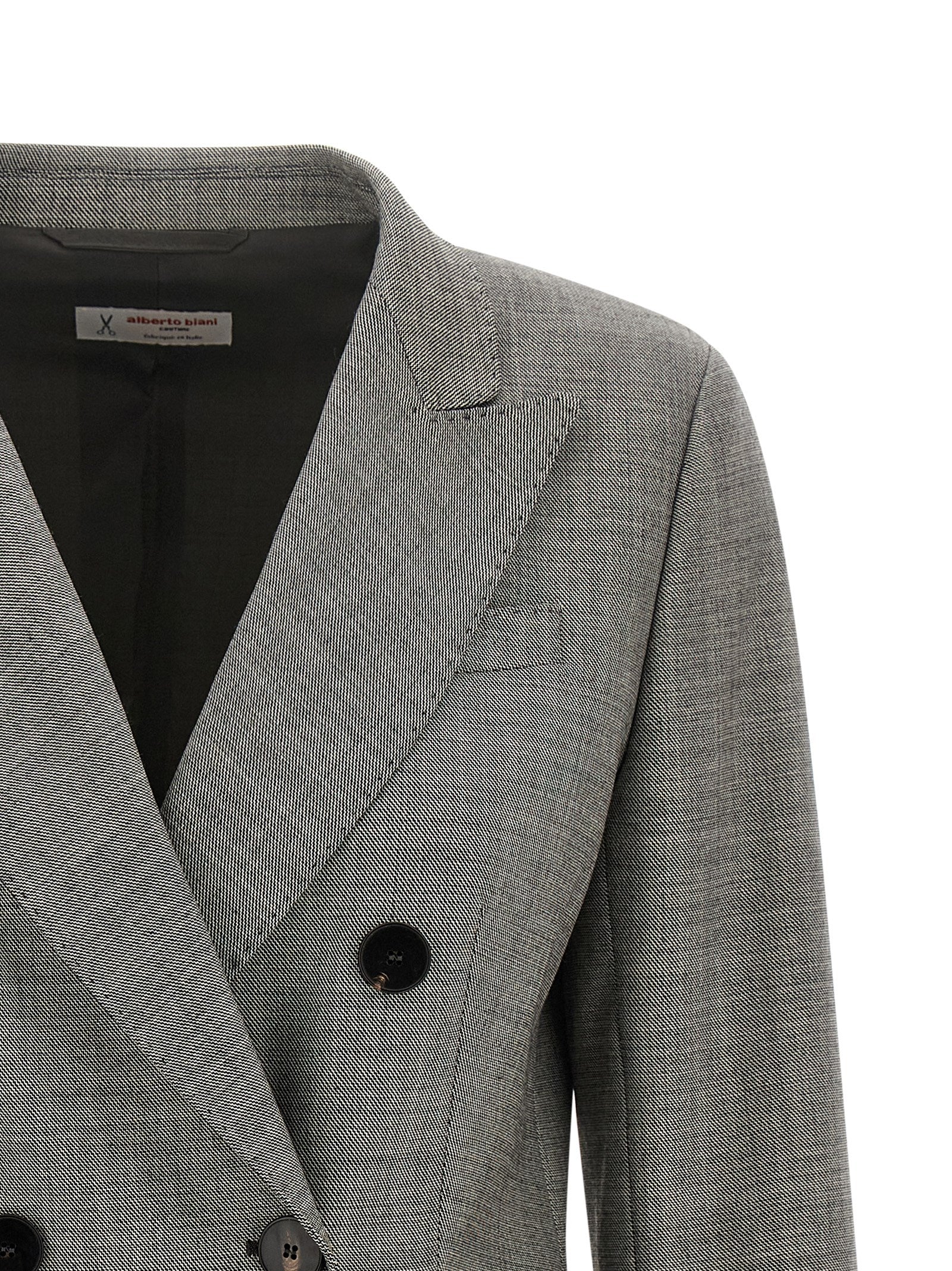 Blazer by Alberto Biani for women in virgin wool gray features an crisp silhouette with sophisticated and a crisp split neckline for a truly crisp finish.