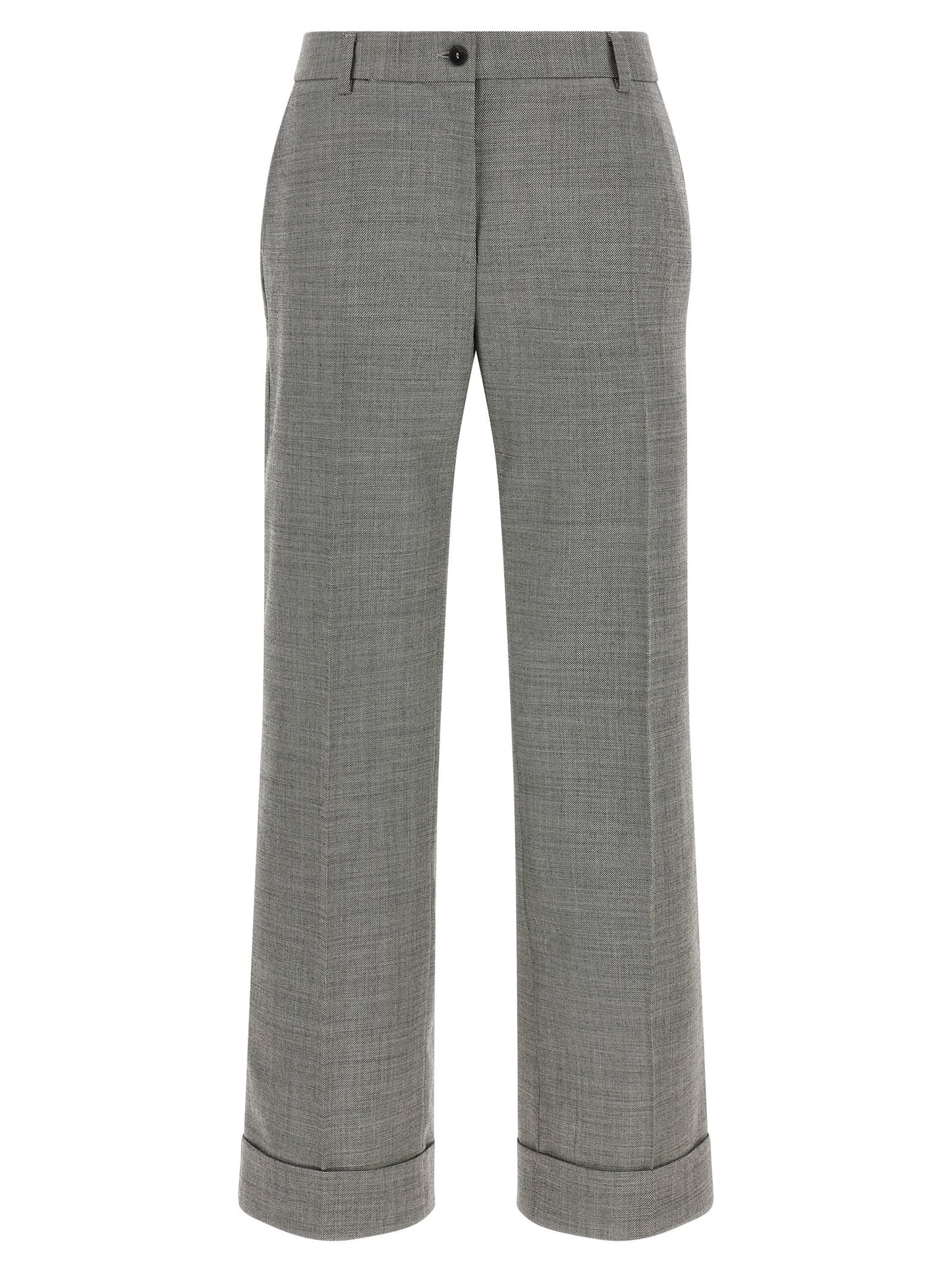 Trousers by Alberto Biani for women in wool gray presents a smart silhouette, meticulously detailed with a smart flared & wide, a smart long, and a smart .