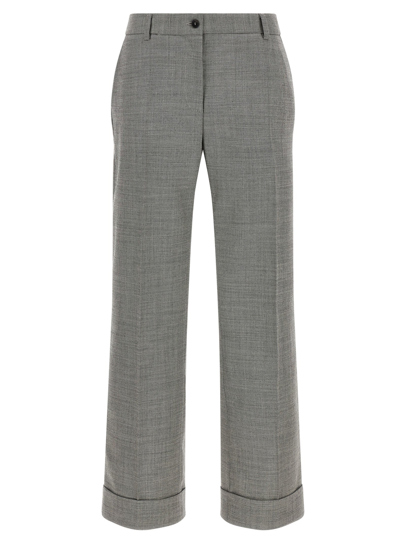 Trousers by Alberto Biani for women in wool gray presents a smart silhouette, meticulously detailed with a smart flared & wide, a smart long, and a smart .