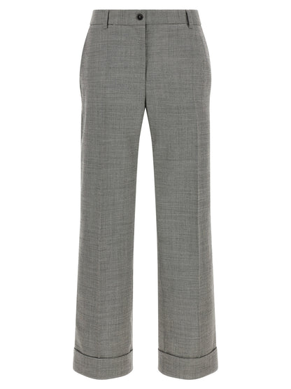 Trousers by Alberto Biani for women in wool gray presents a smart silhouette, meticulously detailed with a smart flared & wide, a smart long, and a smart .