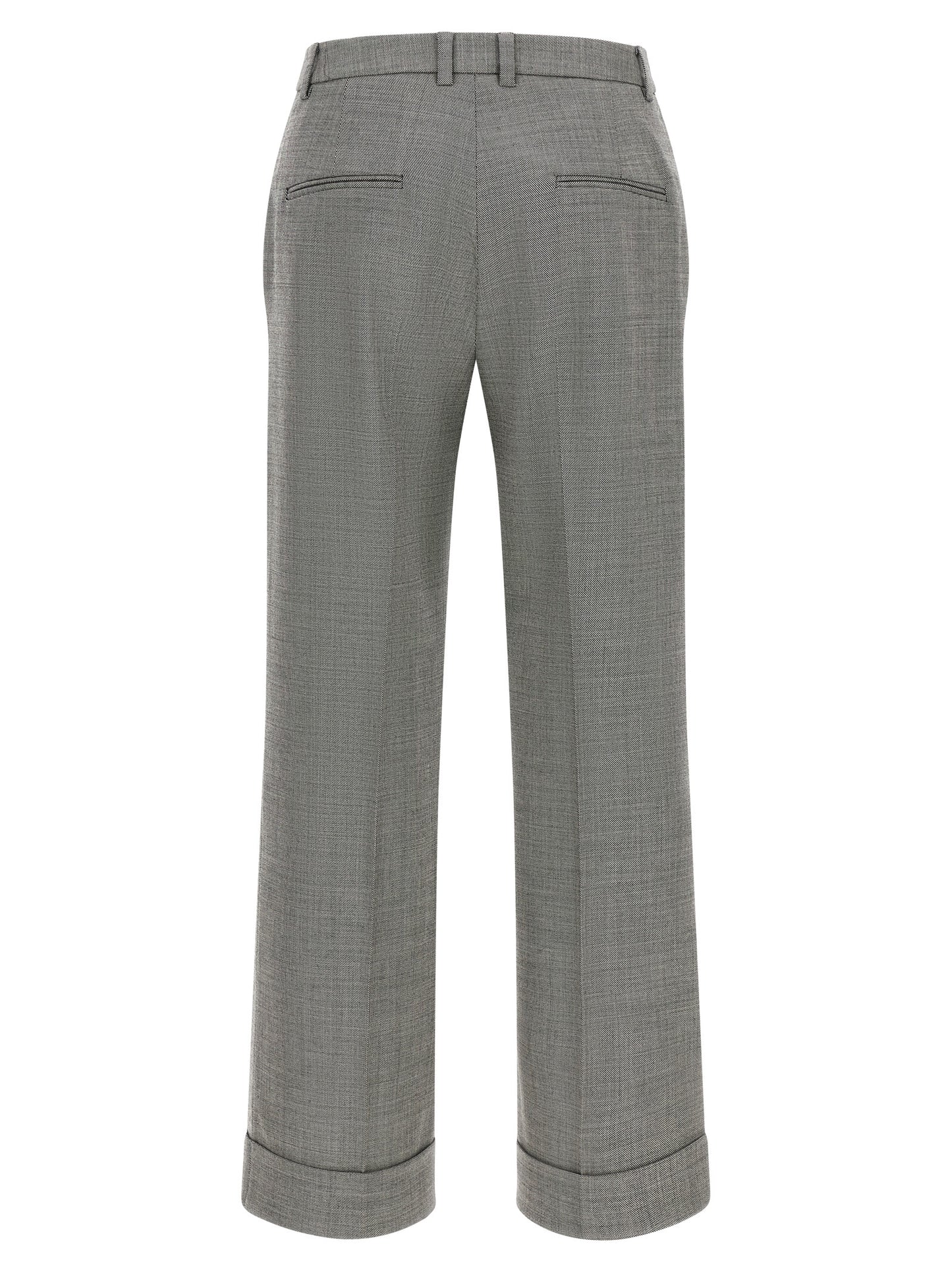Trousers by Alberto Biani for women in wool gray features a tailored silhouette with a tailored flared & wide, defined by its long and a sophisticated .