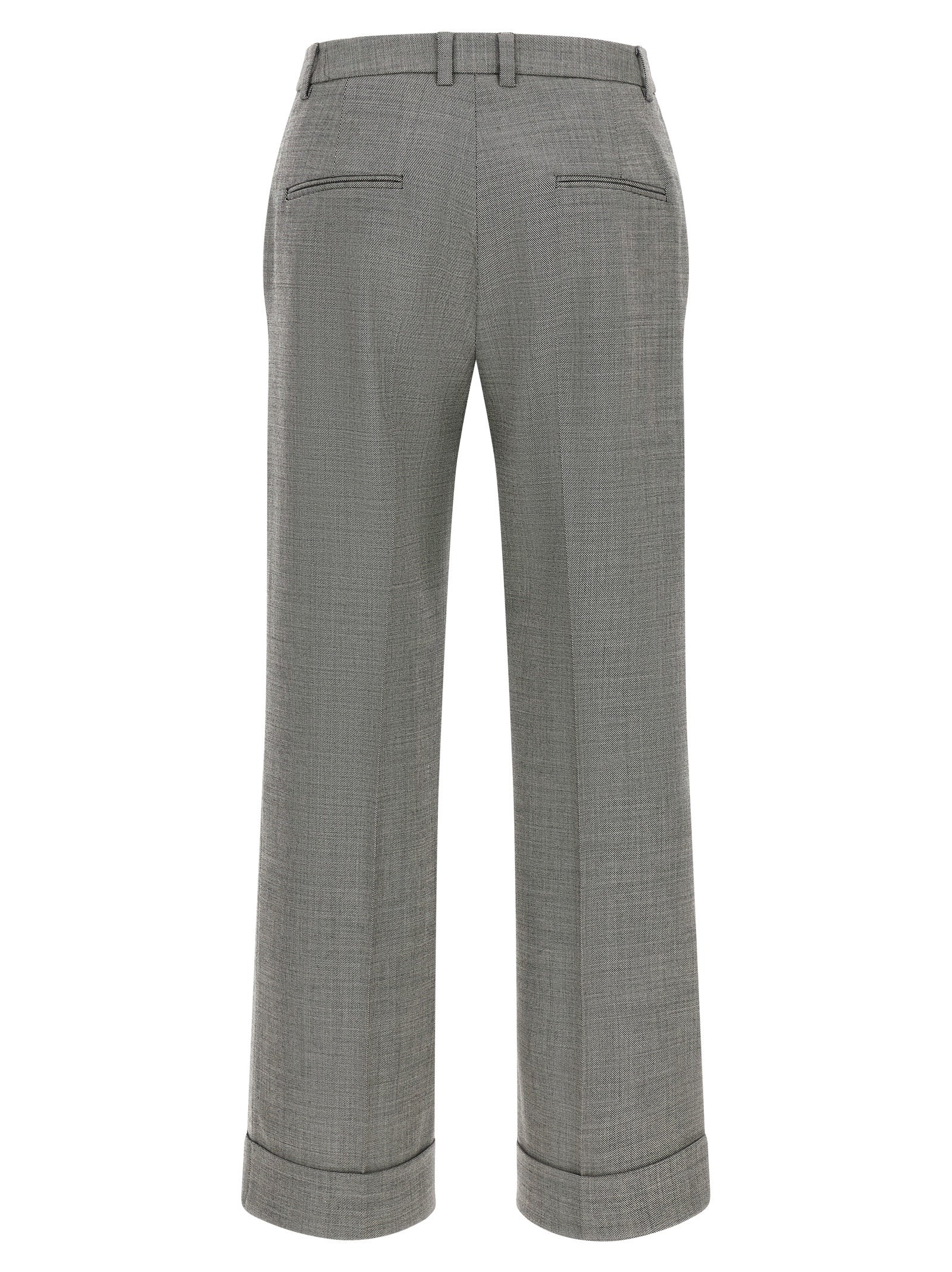 Trousers by Alberto Biani for women in wool gray features a tailored silhouette with a tailored flared & wide, defined by its long and a sophisticated .