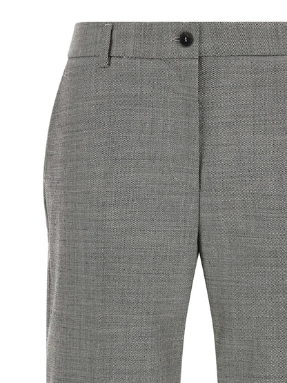 Trousers by Alberto Biani for women in wool gray features an sartorial silhouette, showcasing a precise flared & wide and long with a sartorial for a refined look.