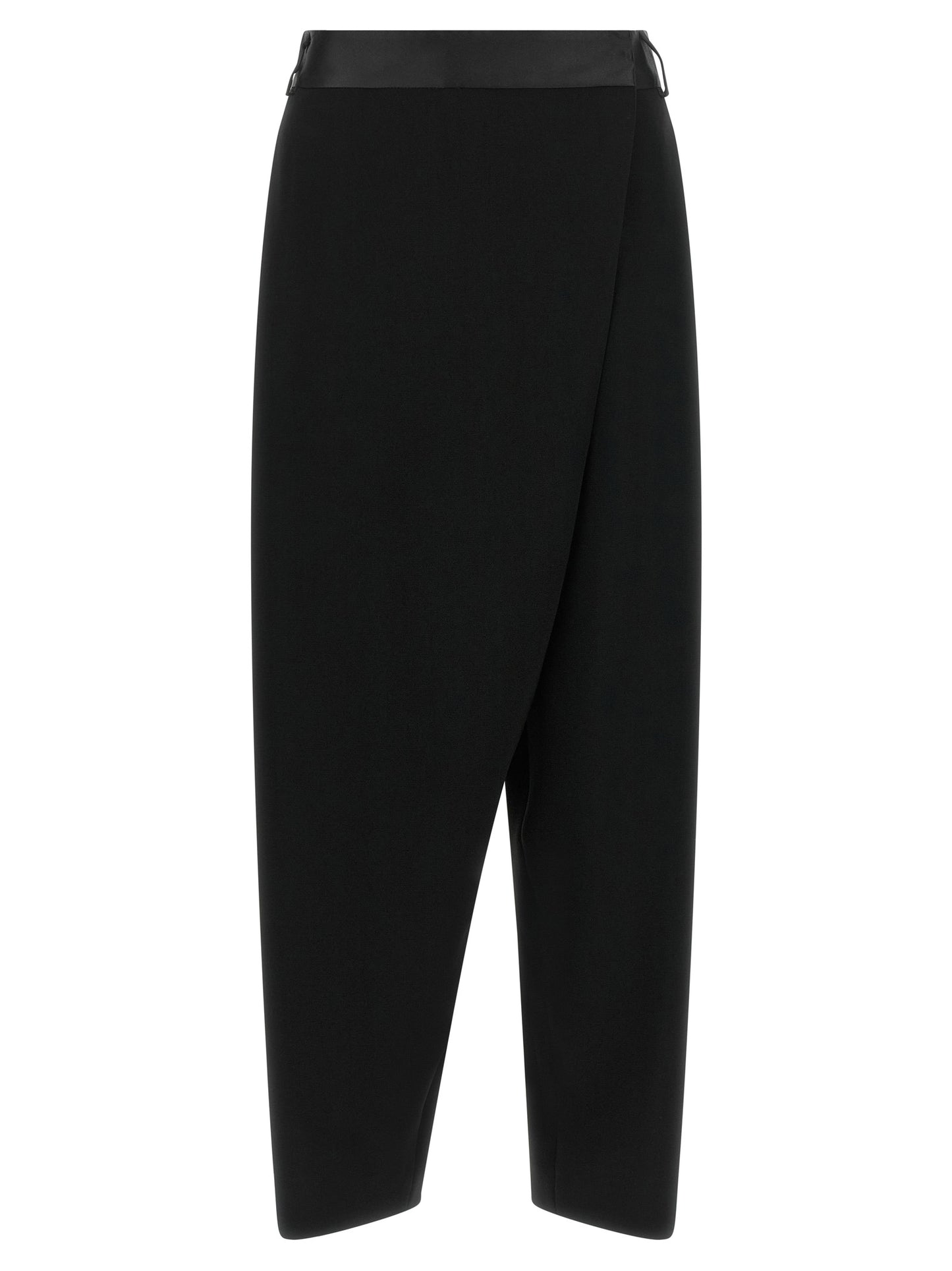 Trousers by Alberto Biani for women in polyester satin black features a artisanal silhouette, showcasing a sophisticated cropped with a cropped and for a artisanal finish.