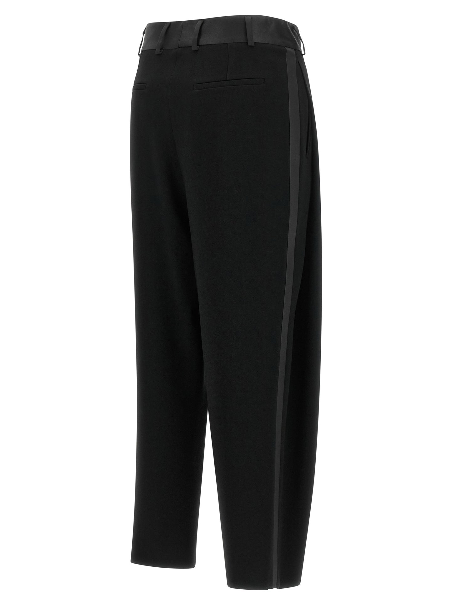 Trousers by Alberto Biani for women in polyester satin black features an on trend silhouette, showcasing a sophisticated cropped with a cropped and for an on trend finish.