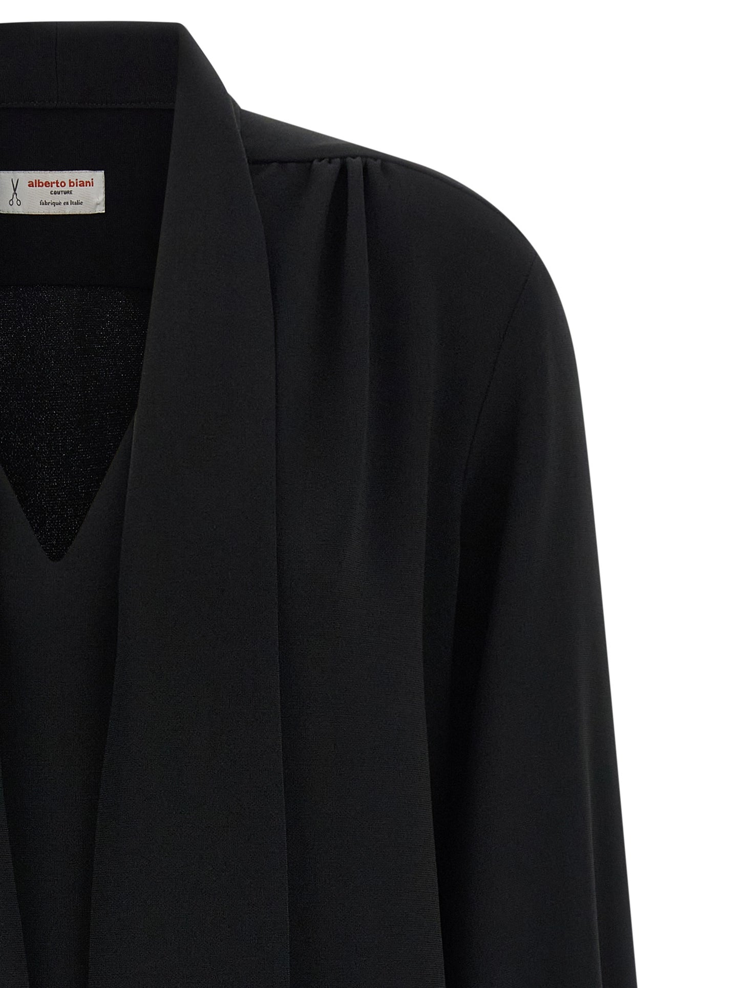 Blouse by Alberto Biani for women in polyester black showcases a sleek silhouette, elegantly detailed with a sleek v-neck neckline and for a sleek finish.