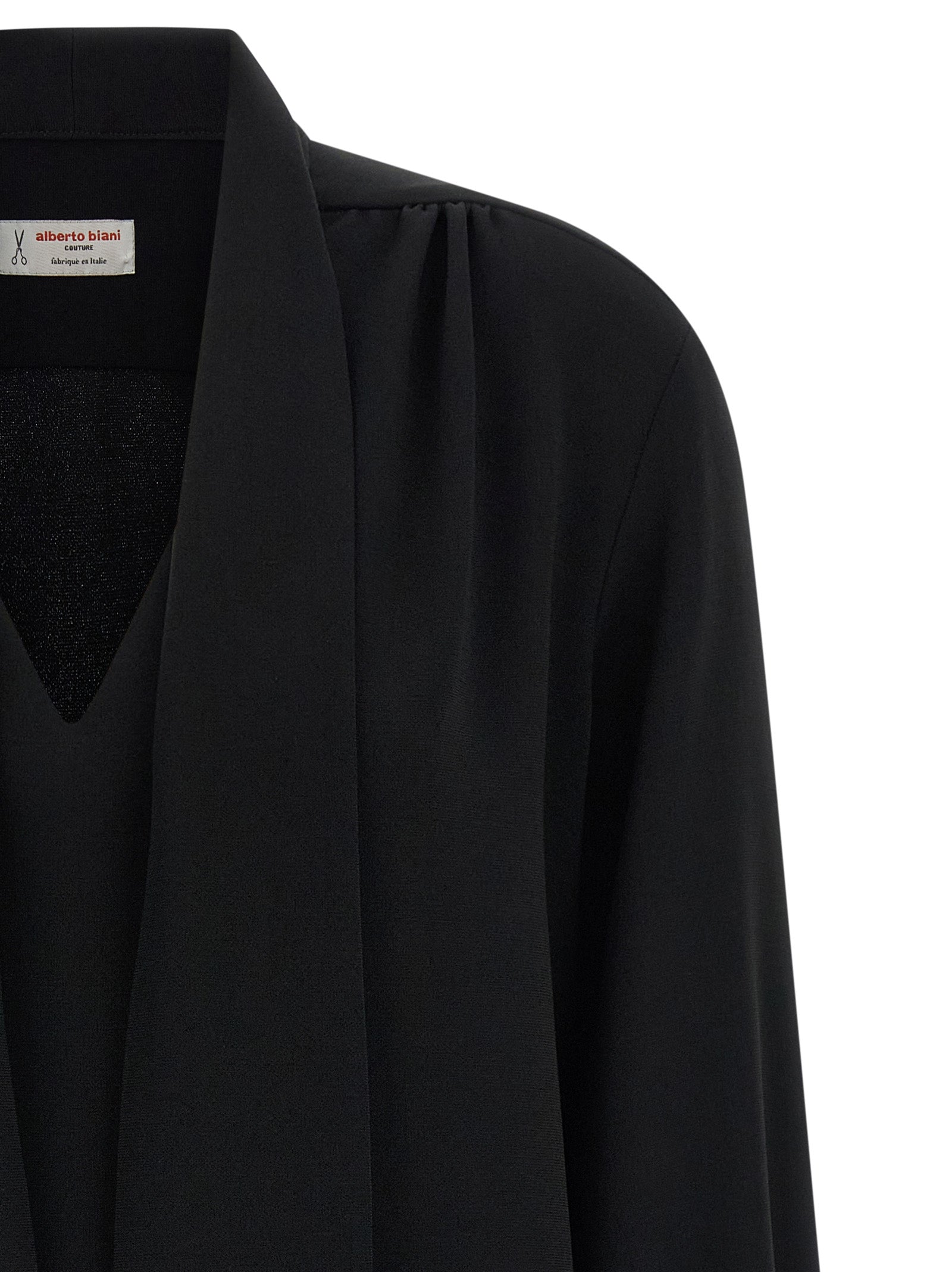 Blouse by Alberto Biani for women in polyester black showcases a sleek silhouette, elegantly detailed with a sleek v-neck neckline and for a sleek finish.
