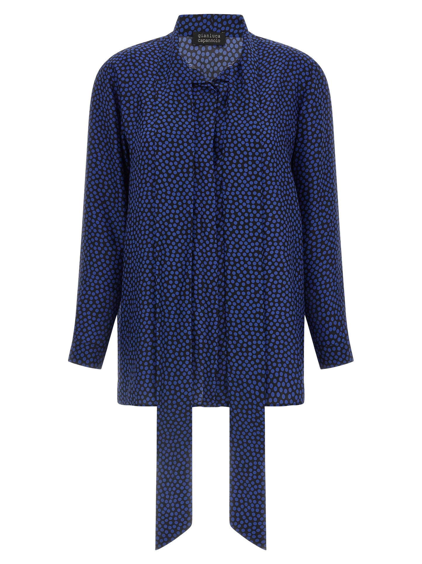 Blouse by Gianluca Capannolo for women in silk blue & print presents a discerning silhouette, showcasing a sophisticated and for a truly discerning finish.