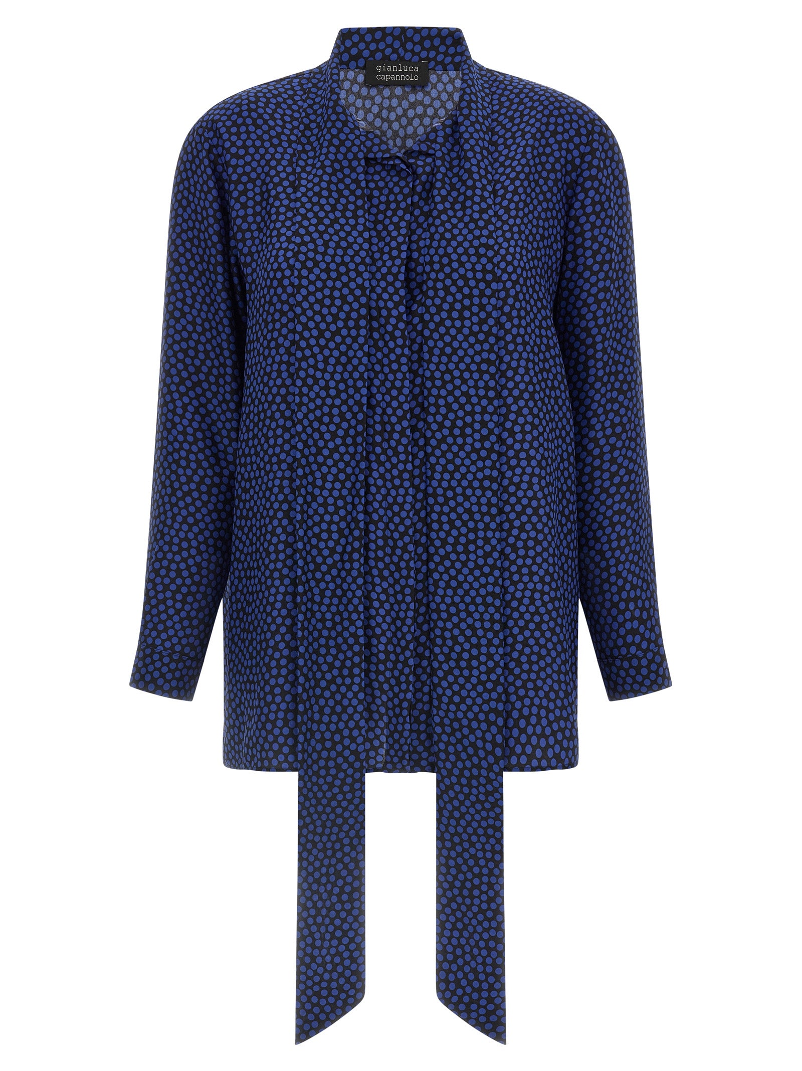 Blouse by Gianluca Capannolo for women in silk blue & print presents a discerning silhouette, showcasing a sophisticated and for a truly discerning finish.