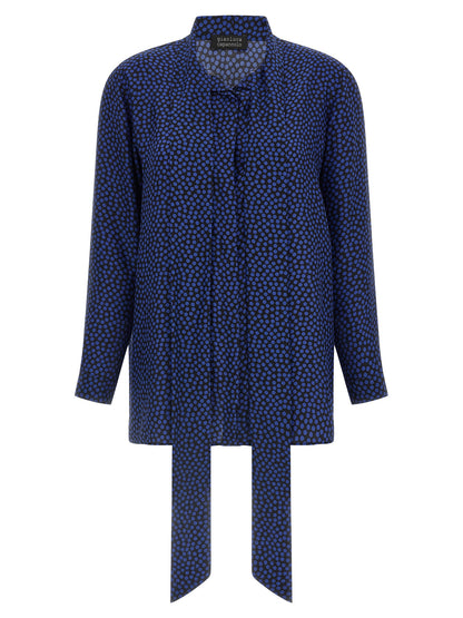 Blouse by Gianluca Capannolo for women in silk blue & print presents a discerning silhouette, showcasing a sophisticated and for a truly discerning finish.