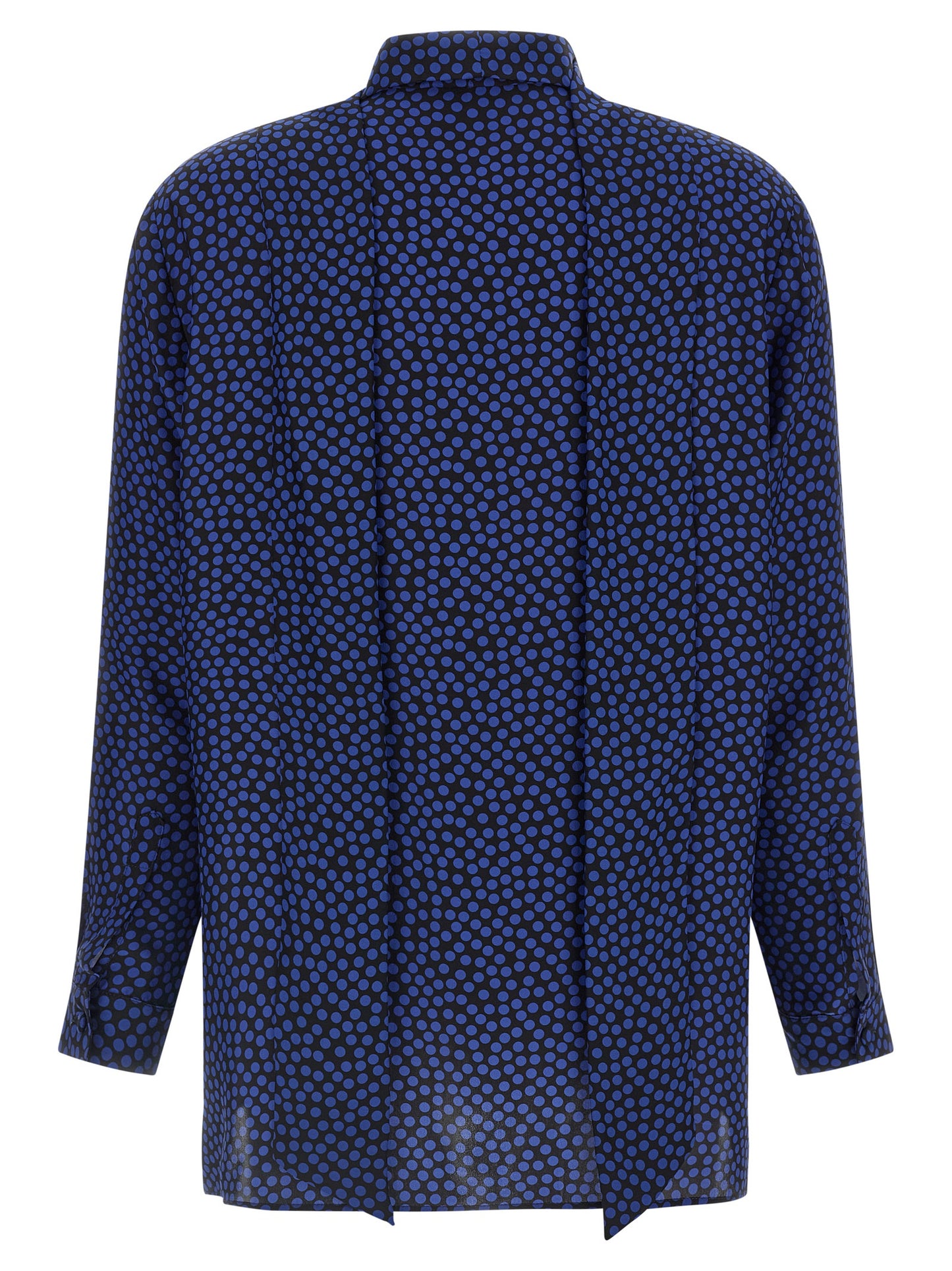 Blouse by Gianluca Capannolo for women in silk blue & print features an architectural silhouette with a refined and elegant for a architectural look.