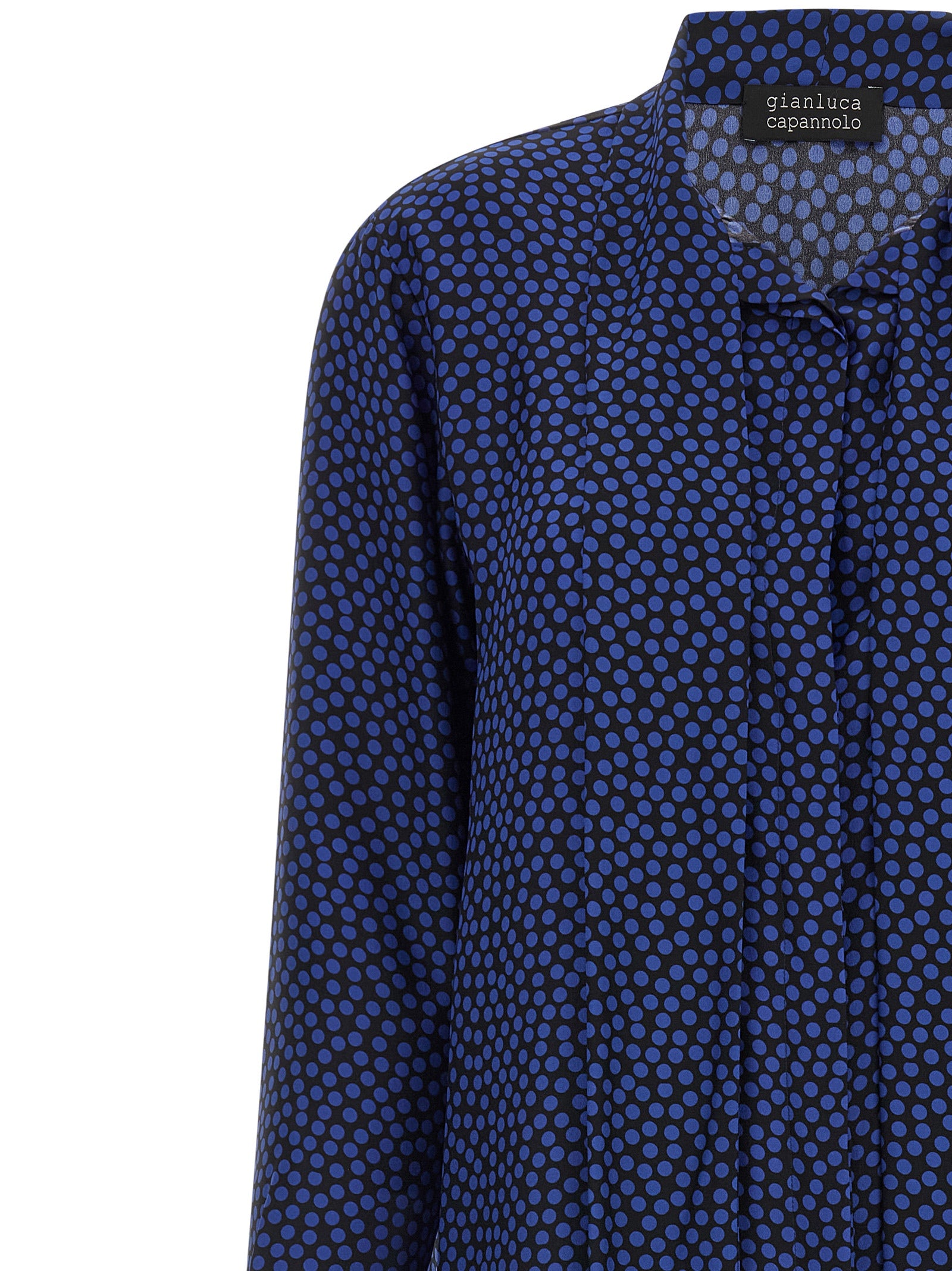 Blouse by Gianluca Capannolo for women in silk blue & print showcases a sublime silhouette, artfully detailed with a sublime and for a sophisticated, sublime finish.