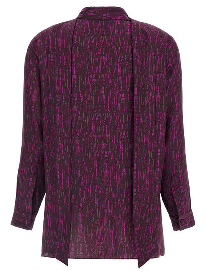 Blouse by Gianluca Capannolo for women in silk magenta, plum, purple & print presents a discerning silhouette, showcasing a sophisticated and for a truly discerning finish.