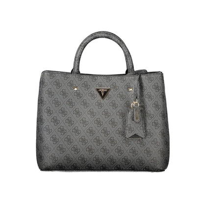 Handbag by Guess Jeans for women in polyurethane black, signature-print & print features a refined silhouette, showcasing a secure snap & zipper, organized document-holder, external-pockets & internal-pockets, and versatile shoulder-strap, adjustable-strap & handle for a refined finish.
