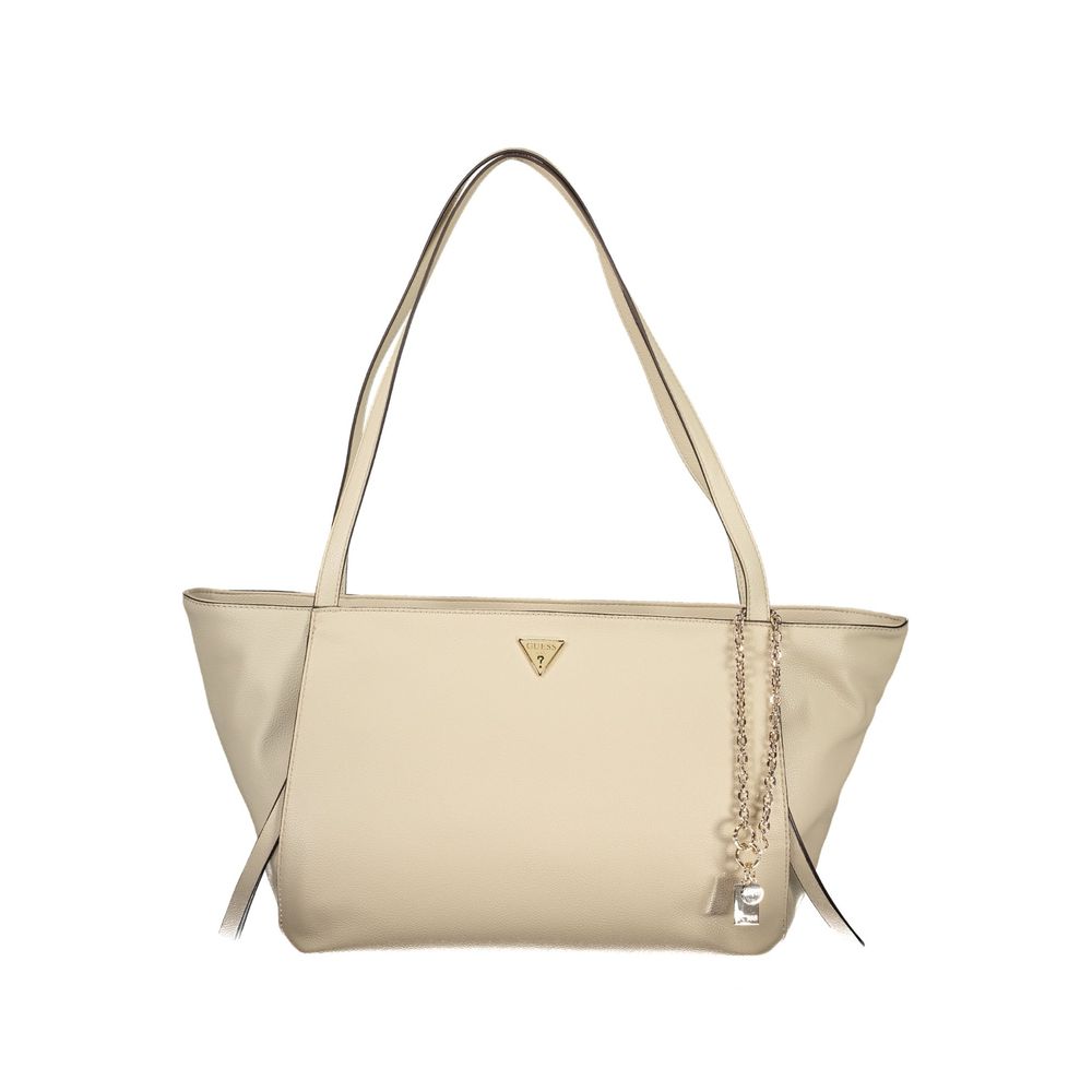 Handbag by Guess Jeans for women in polyurethane beige presents a ornamental silhouette, showcasing a secure zipper, ample built-in-compartments & external-pockets, and versatile handle for a ornamental finish.