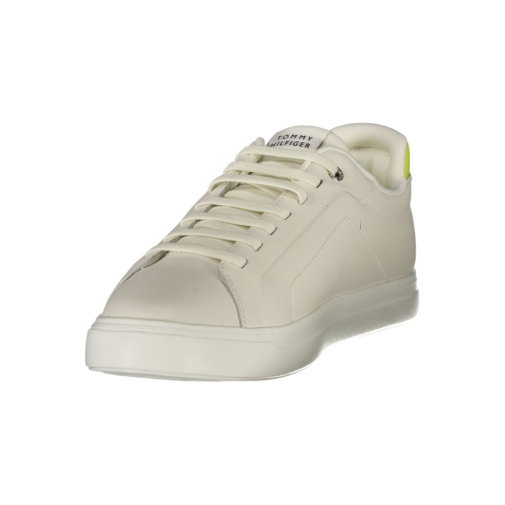 Athletic Sneakers Tommy Hilfiger men polyester polyurethane leather white & yellow featuring a avant-garde Men's Athletic Polyester Polyurethane Leather Sneakers design with a avant-garde athletic style for a refined finish.