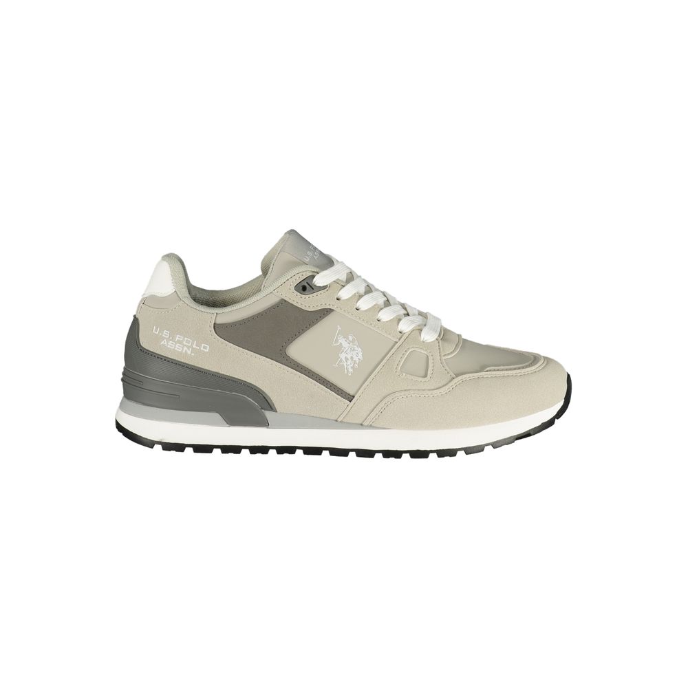 Athletic Sneakers by U.S. POLO ASSN. for men in polyester & polyurethane gray, signature & print features an architectural silhouette, showcasing the premium athletic style of the Waves Men's Athletic Polyester & Polyurethane Sneakers with an architectural finish.