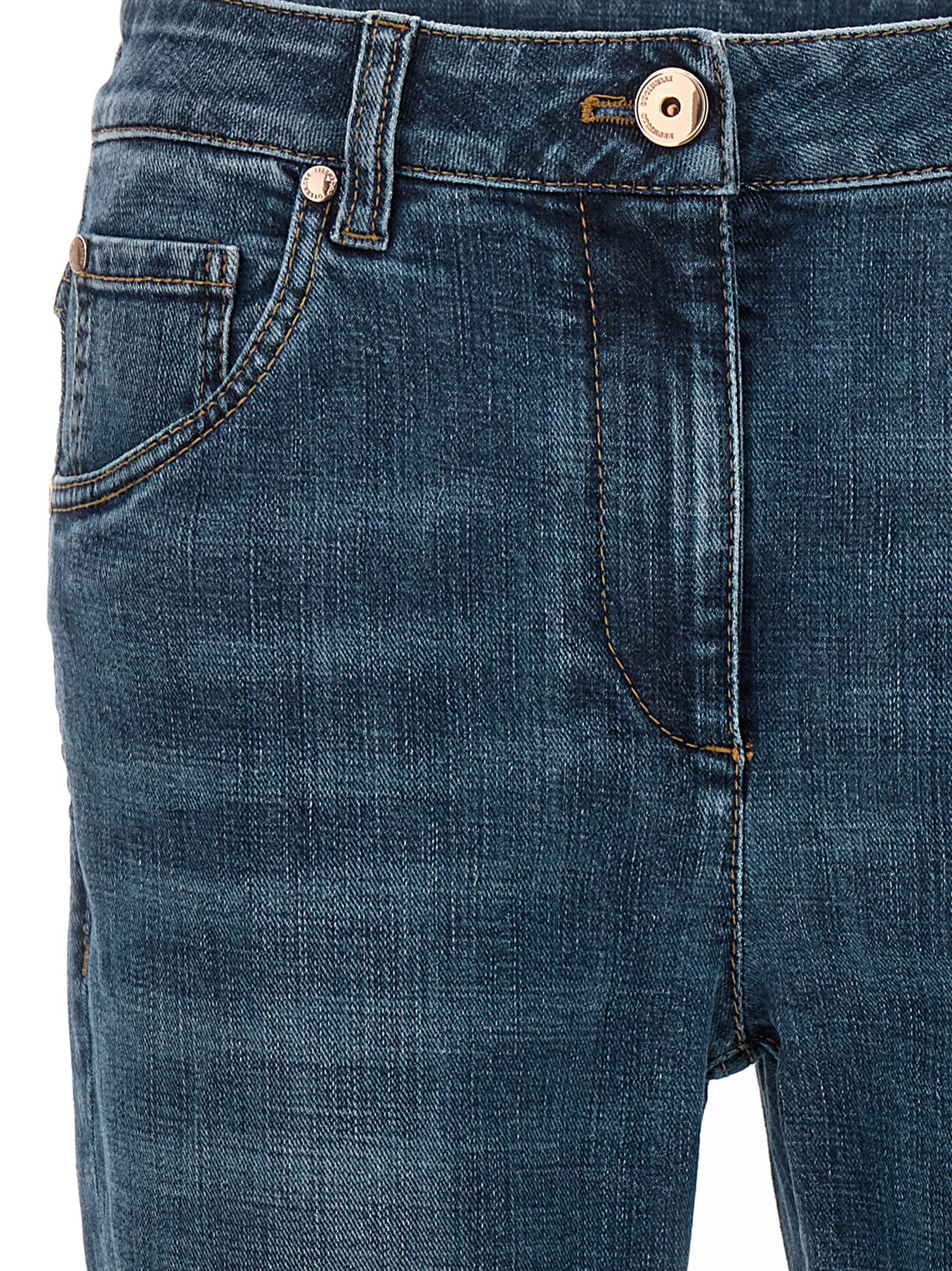 Jeans by Brunello Cucinelli for women in stretch denim cotton blue & signature presents a refined pantology silhouette, artfully defined by a refined pantology straight-leg, long, and a sophisticated .