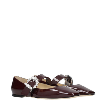 Jimmy Choo Women's Patent Leather Ballet Flat Shoes - Red