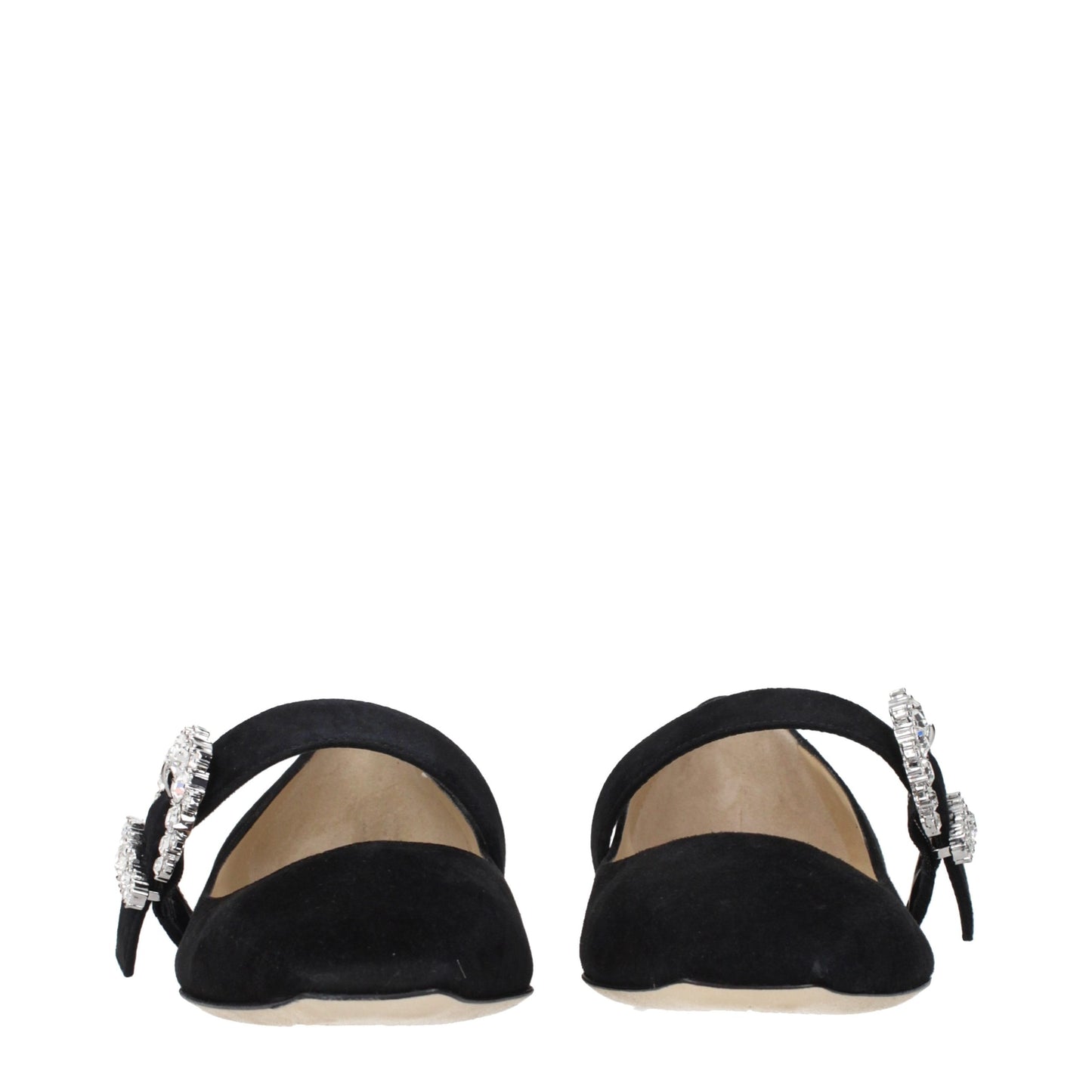 Jimmy Choo Women's Suede Leather & Rhinestone Ballet Flat Shoes - Black