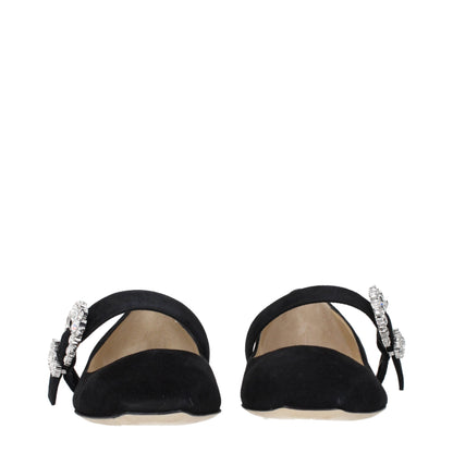Jimmy Choo Women's Suede Leather & Rhinestone Ballet Flat Shoes - Black