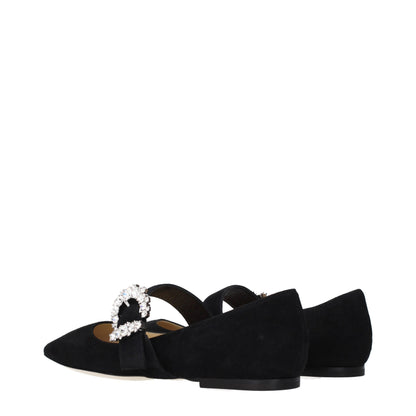 Jimmy Choo Women's Suede Leather & Rhinestone Ballet Flat Shoes - Black