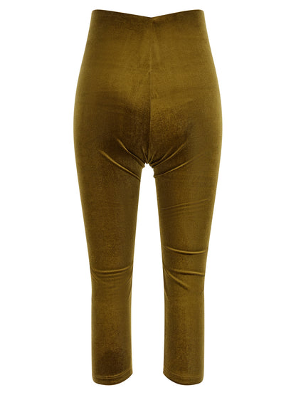 The Andamane Capri Women's Leggings Cropped High Rise Stretch Polyester Activewear - Bicolour Amber Yellow