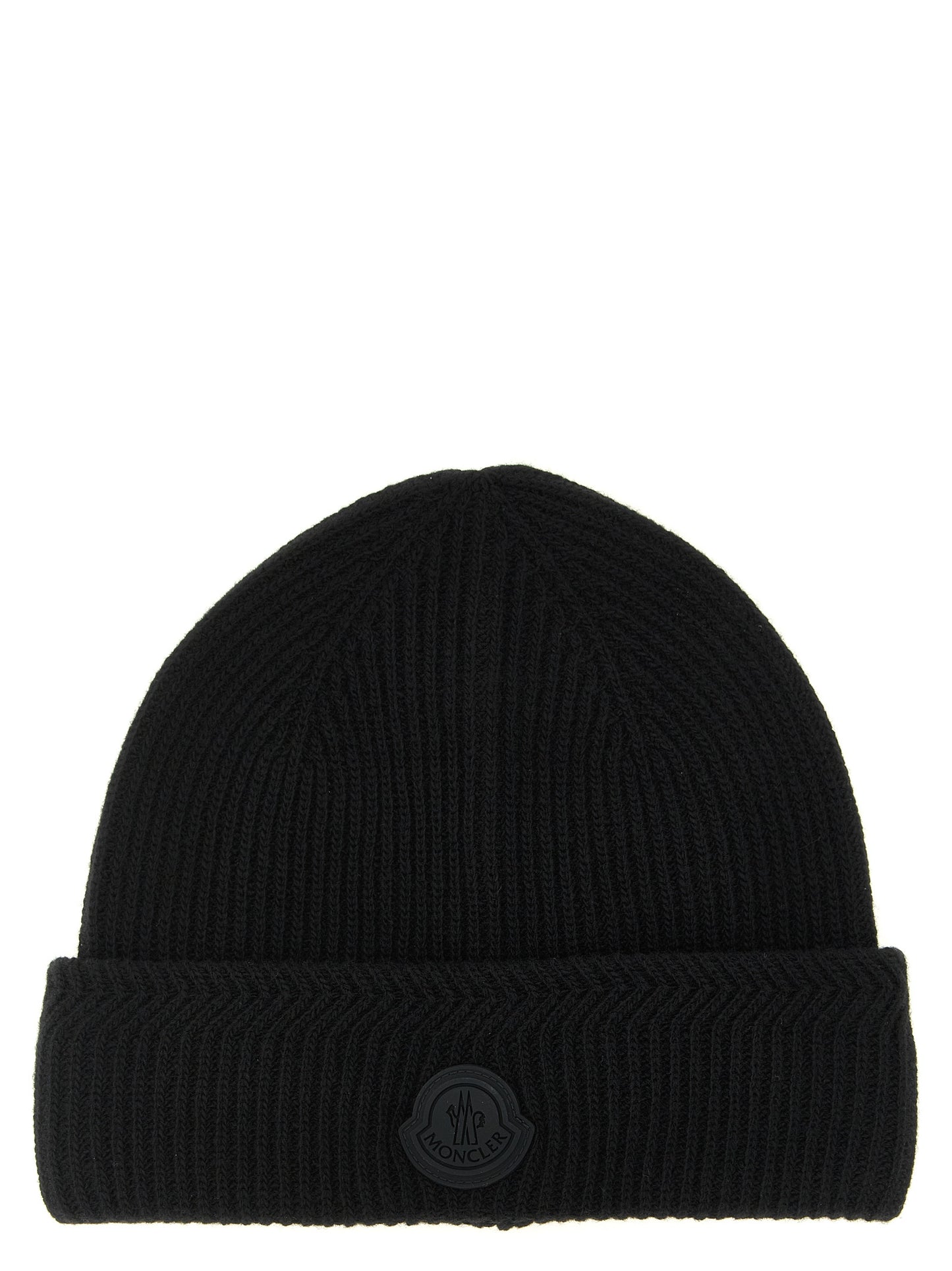 Beanie Hat by Moncler for men in cashmere virgin wool black, patterned & herringbone features a refined luxury silhouette, artfully capturing the essence of the refined luxury Cashmere Virgin Wool Beanie Hat design for a sophisticated, premium look.