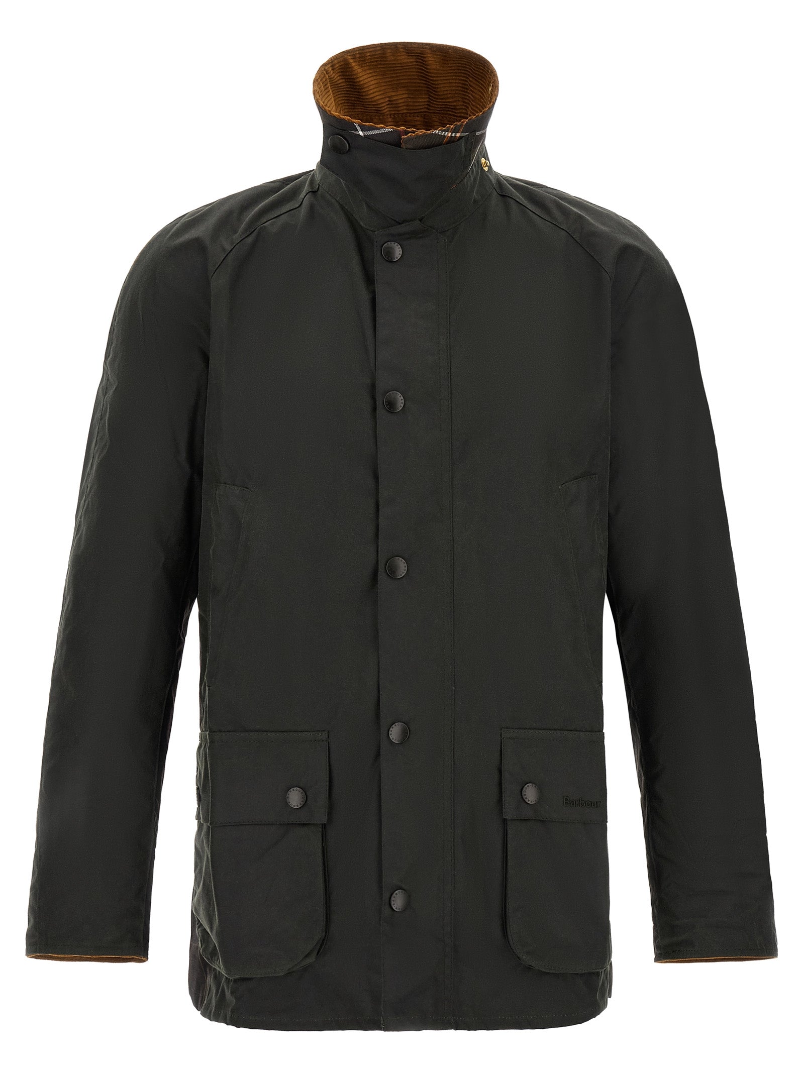 Windbreaker Jacket by Barbour for men in cotton corduroy bicolour & green features an magnificent silhouette, showcasing the sophisticated and functional pockets & windproof for a premium, magnificent look.