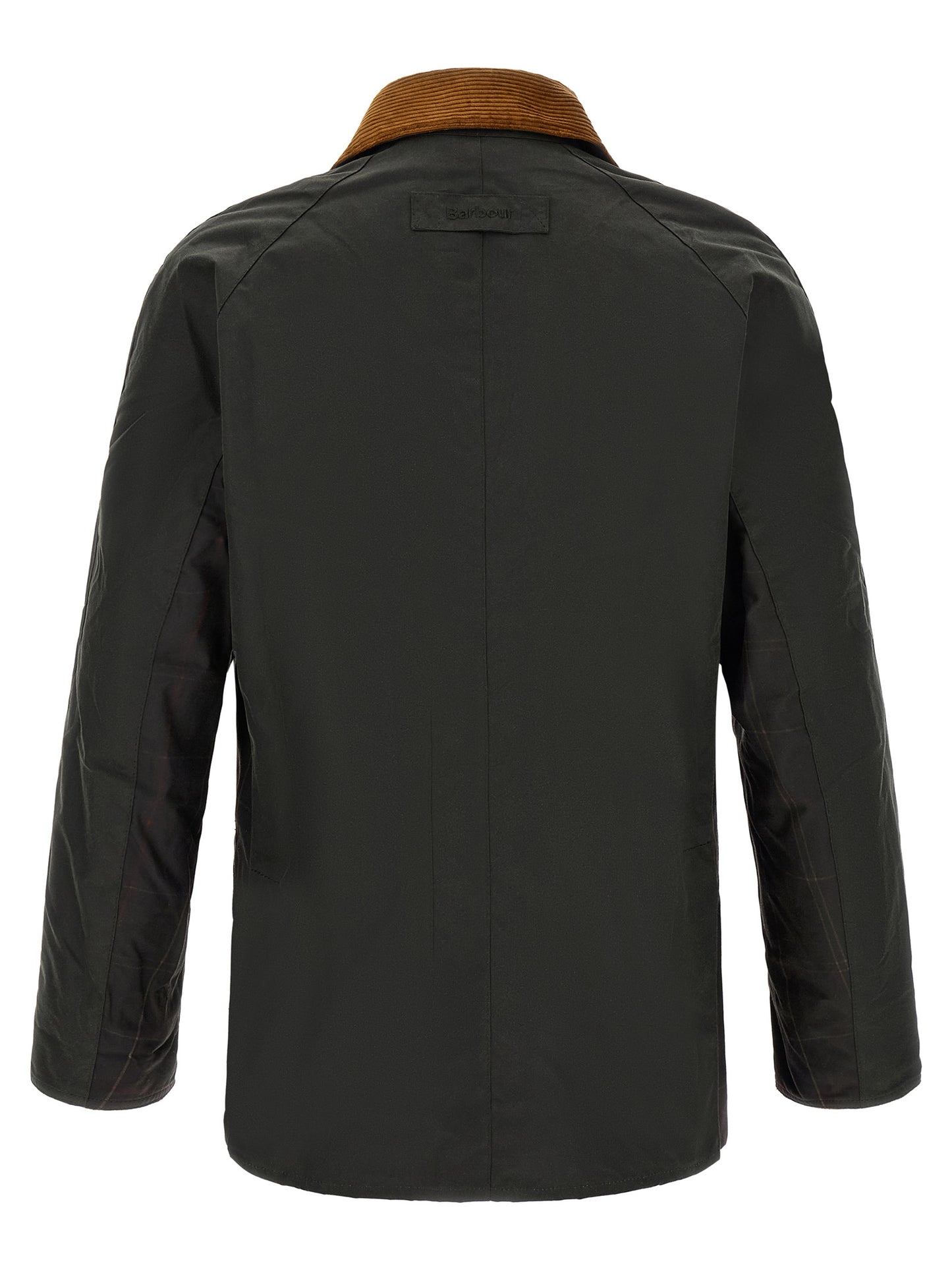 Windbreaker Jacket by Barbour for men in cotton corduroy bicolour & green features an perennial silhouette with a refined and perennial pockets & windproof for a sophisticated weather-resistant look.