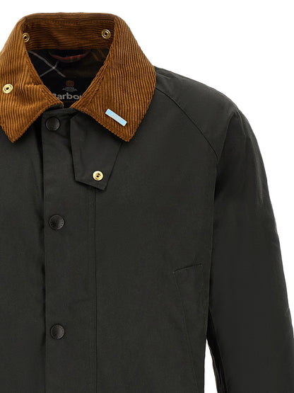Windbreaker Jacket by Barbour for men in cotton corduroy bicolour & green showcases a urban chic silhouette, detailed with a urban chic and functional pockets & windproof for a polished finish.