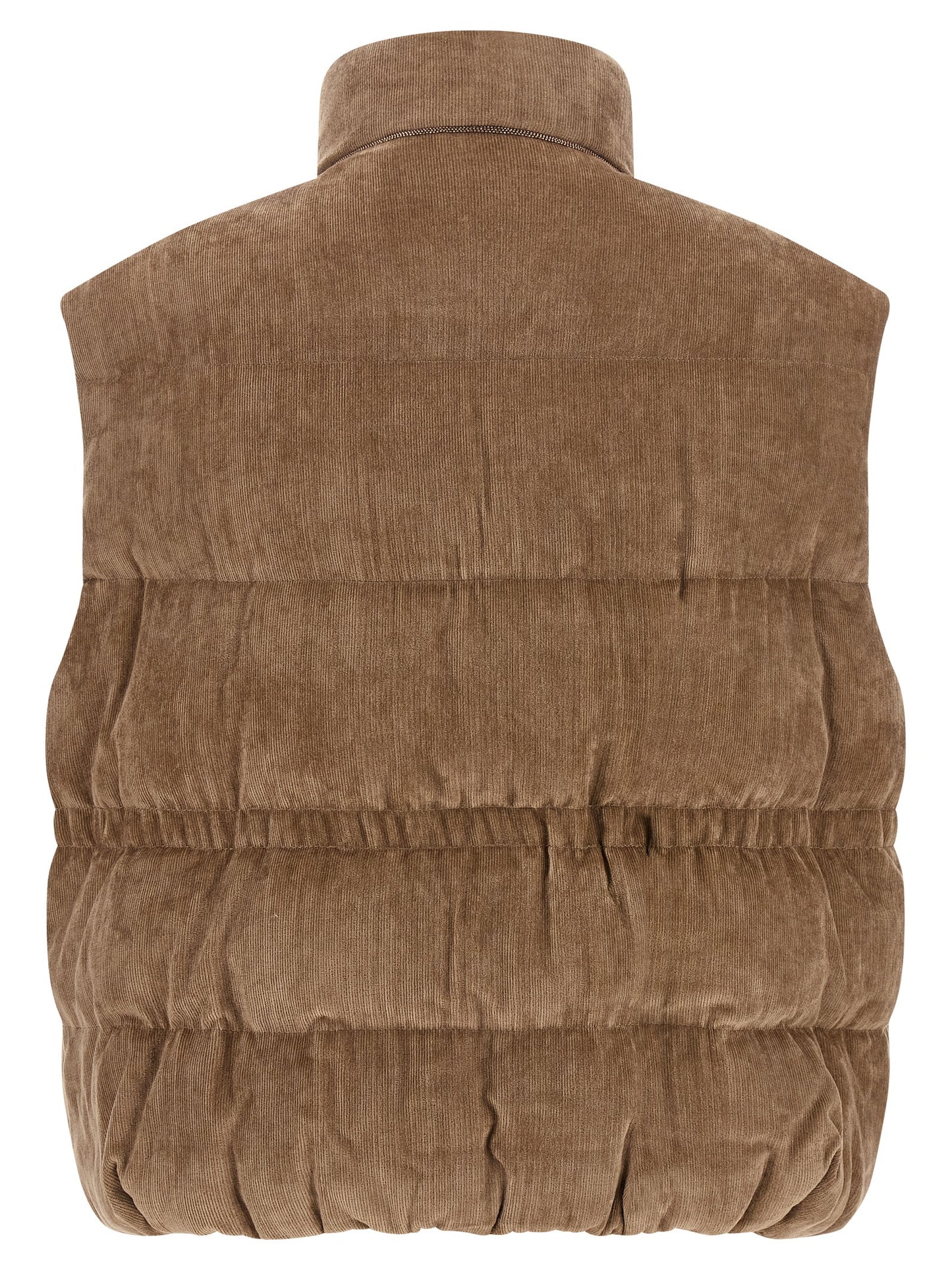 Vest by Brunello Cucinelli for women in cashmere viscose corduroy beige features an on trend silhouette, showcasing a sophisticated and premium insulated for a truly on trend finish.