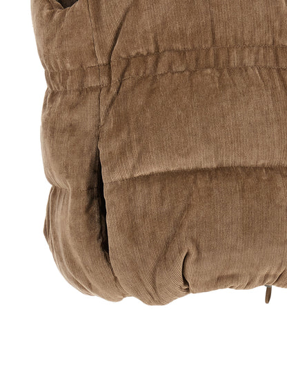 Vest by Brunello Cucinelli for women in cashmere viscose corduroy beige features a chic silhouette, expertly detailed with a refined and premium insulated for a truly chic look.