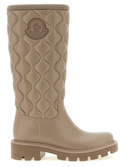Over-The-Knee Boots by Moncler for women in pvc & neoprene beige & patterned features an high-performance silhouette, showcasing the sophisticated design of the Women's PVC & Neoprene Over-The-Knee Boots with a and a refined .
