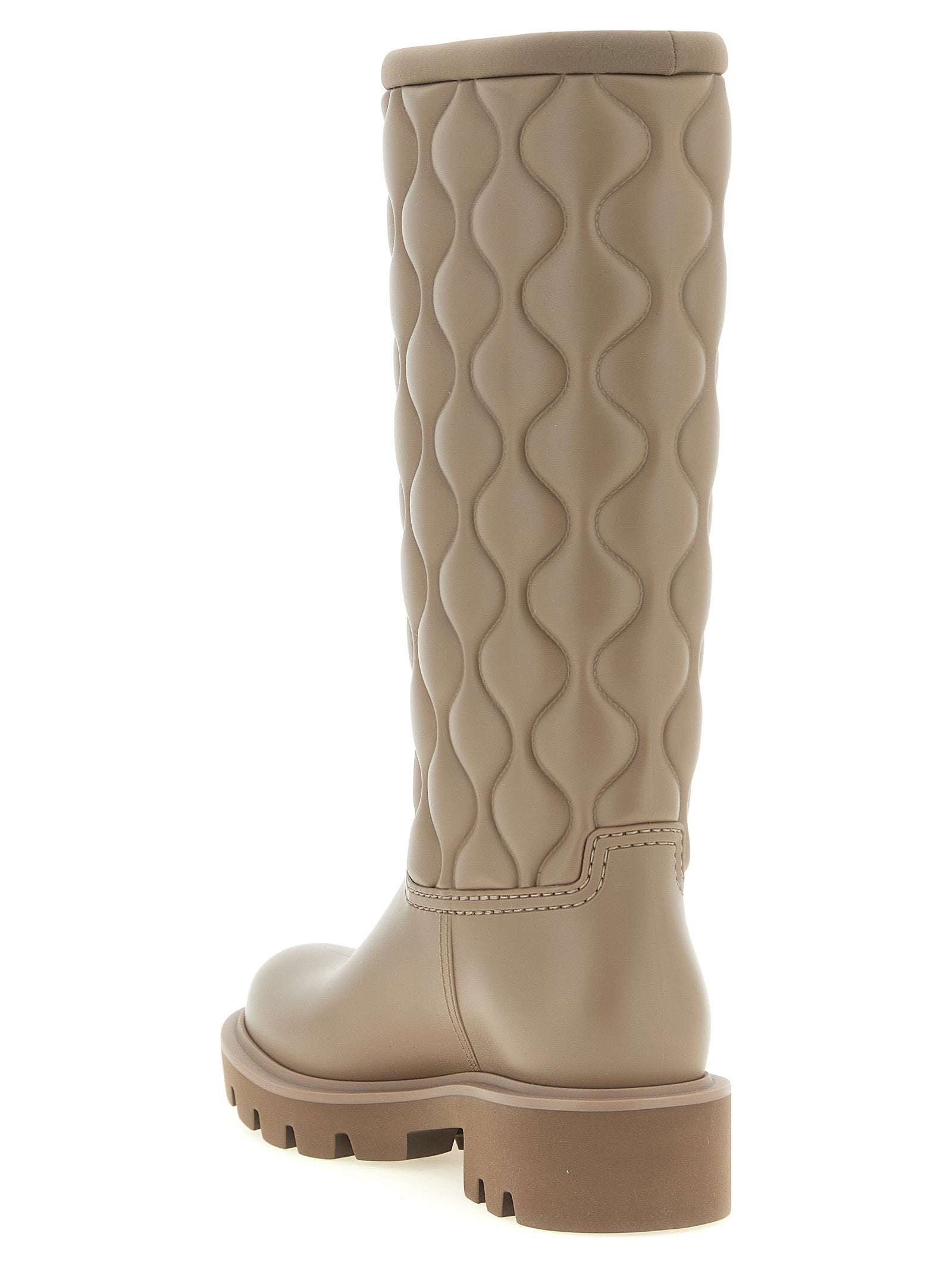 Over-The-Knee Boots by Moncler for women in pvc & neoprene beige & patterned showcases a impeccable silhouette as Women's PVC & Neoprene Over-The-Knee Boots, artfully defined by a impeccable and a impeccable .